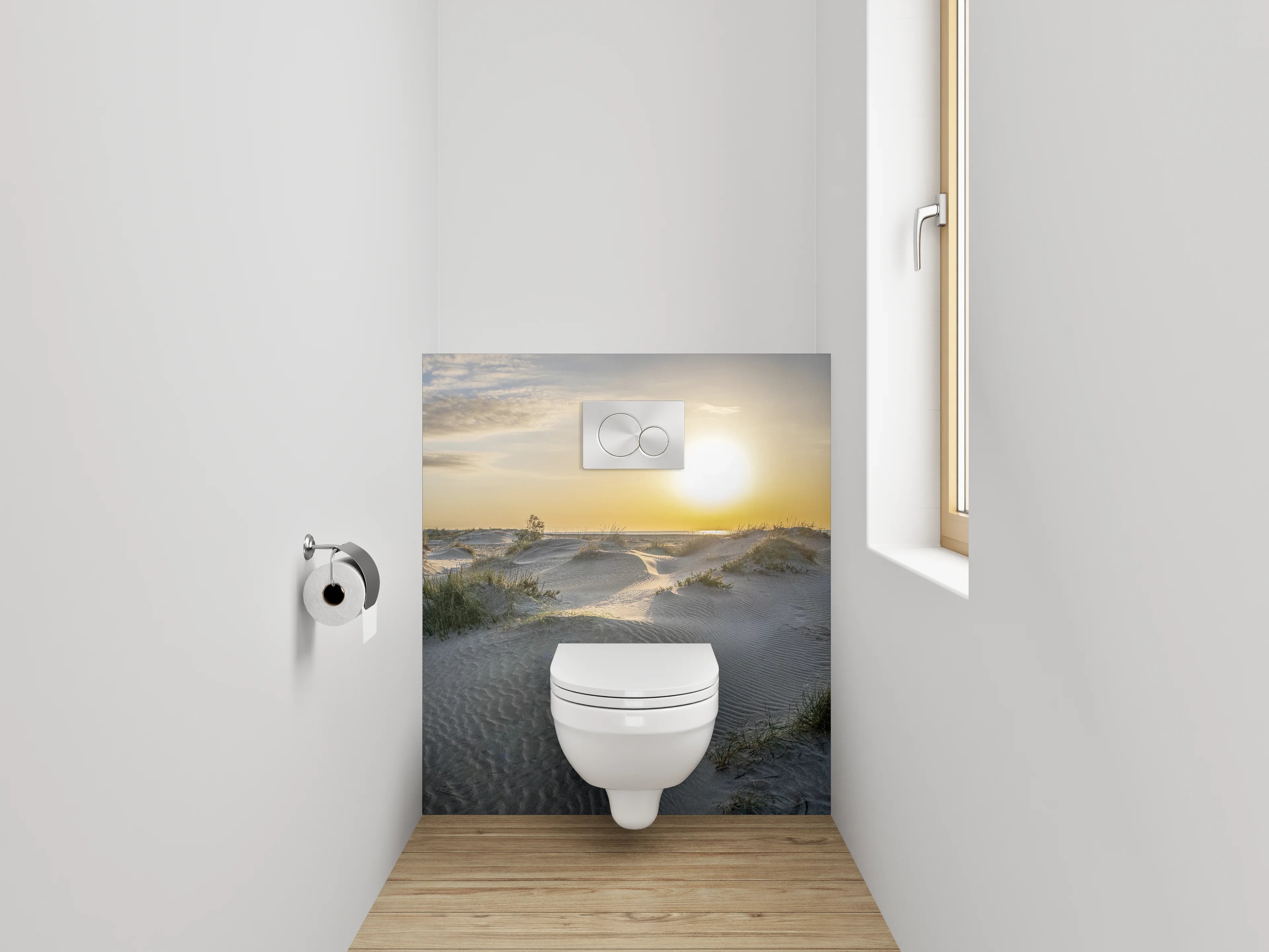 WC-Rückwand - Sonnenaufgang über Sanddünen Küste