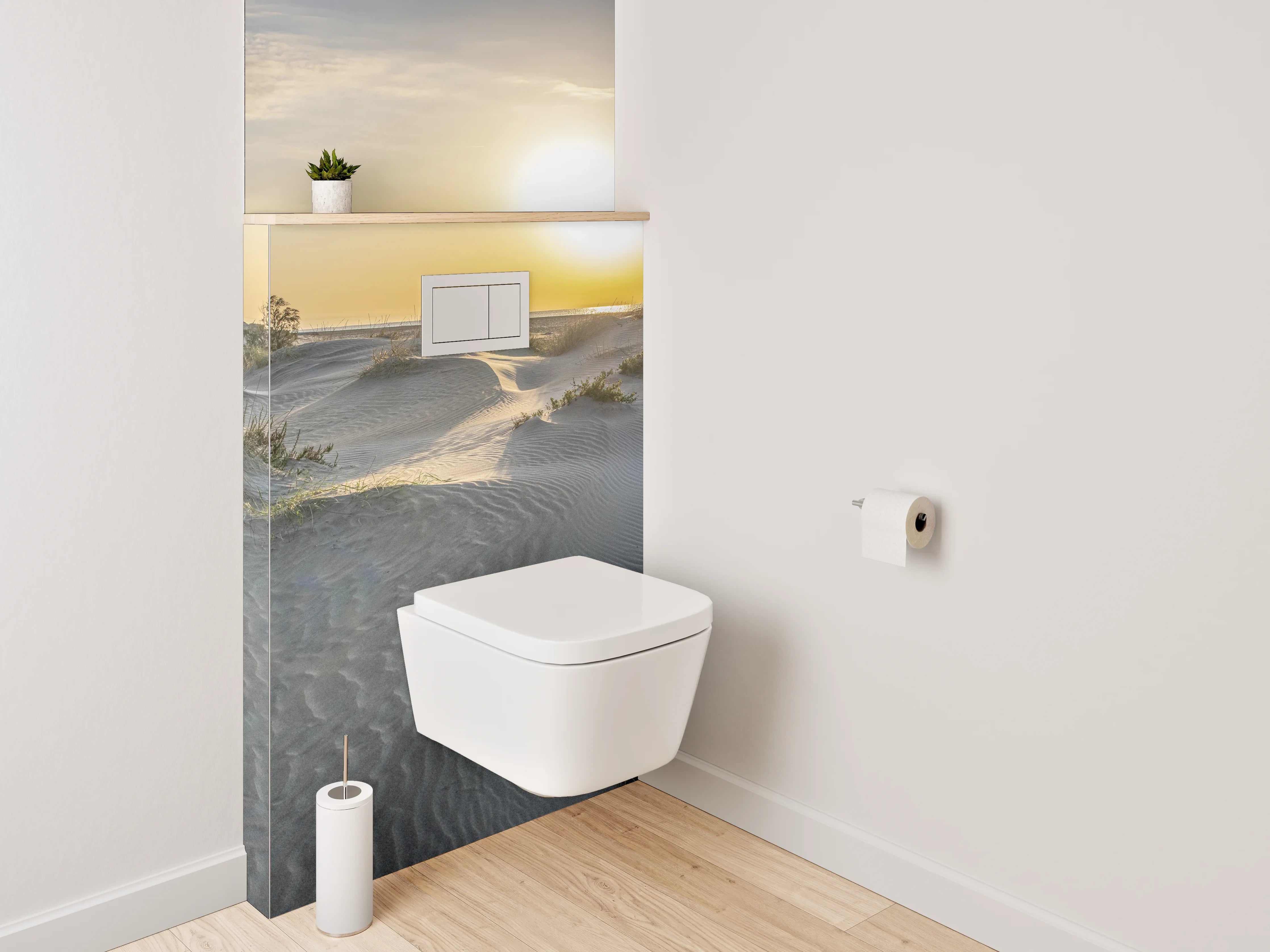 WC-Rückwand - Sonnenaufgang über Sanddünen Küste