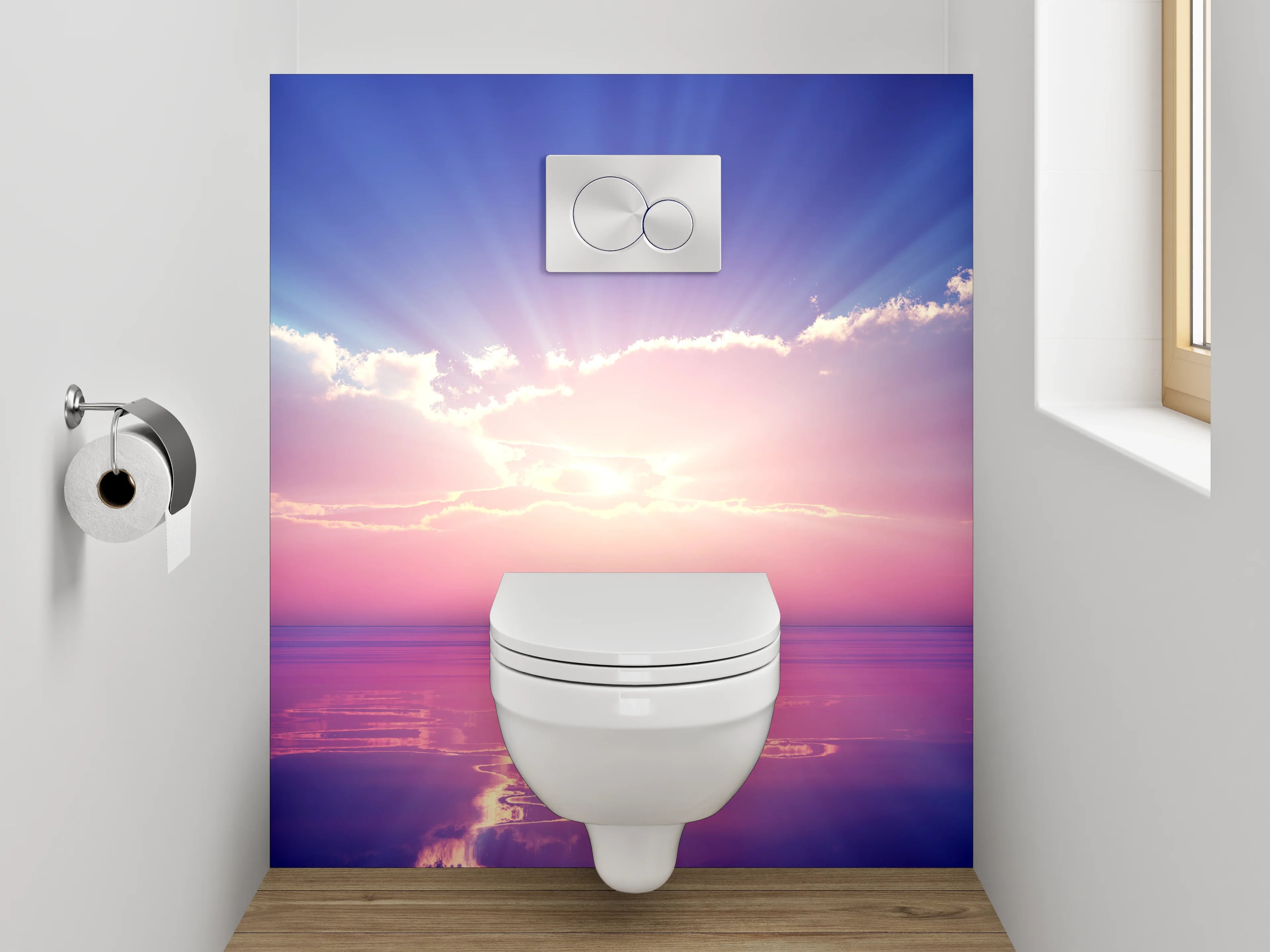 WC-Rückwand - Sonnenaufgang über dem Meer Panorama