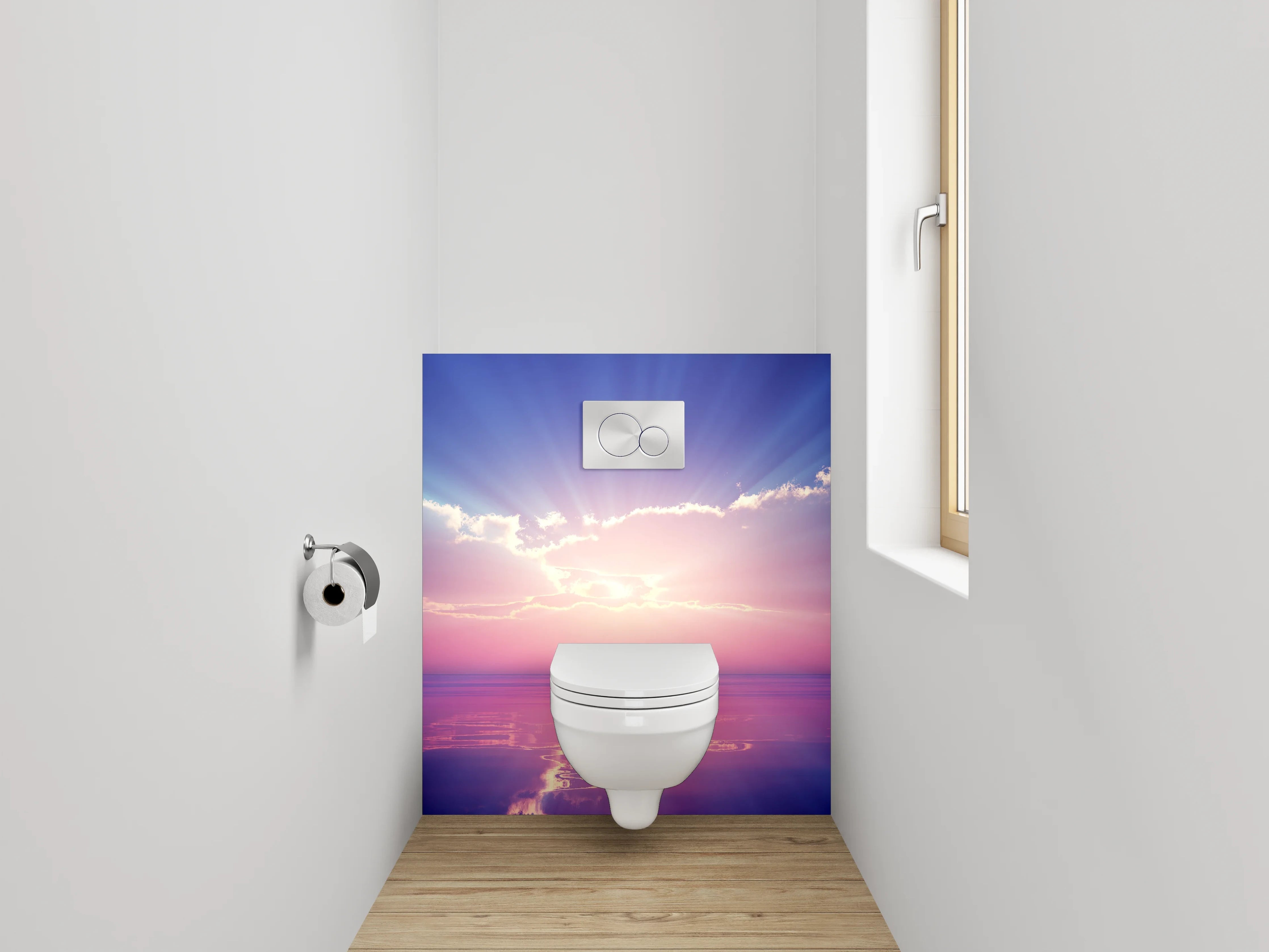 WC-Rückwand - Sonnenaufgang über dem Meer Panorama
