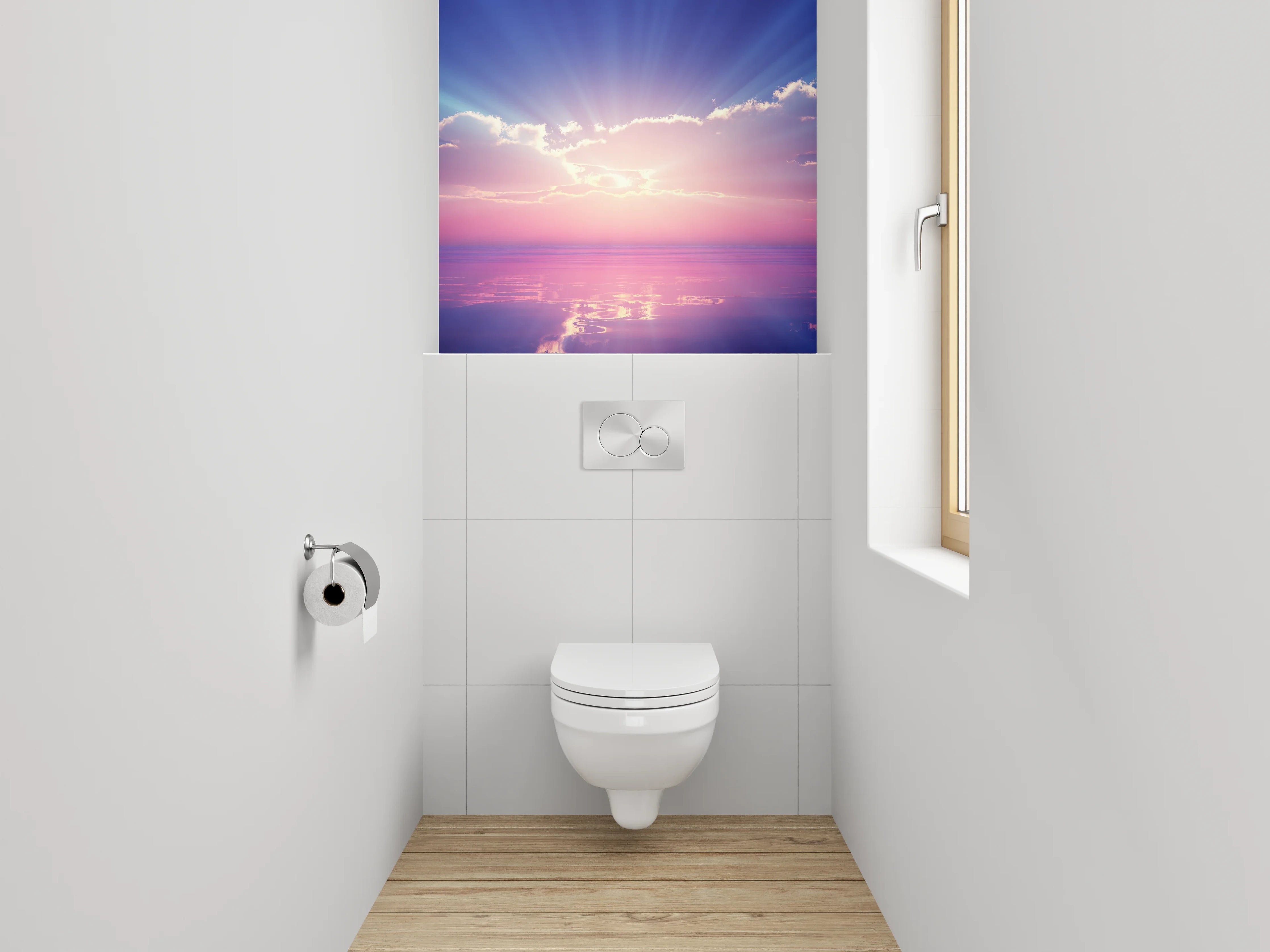 WC-Rückwand - Sonnenaufgang über dem Meer Panorama