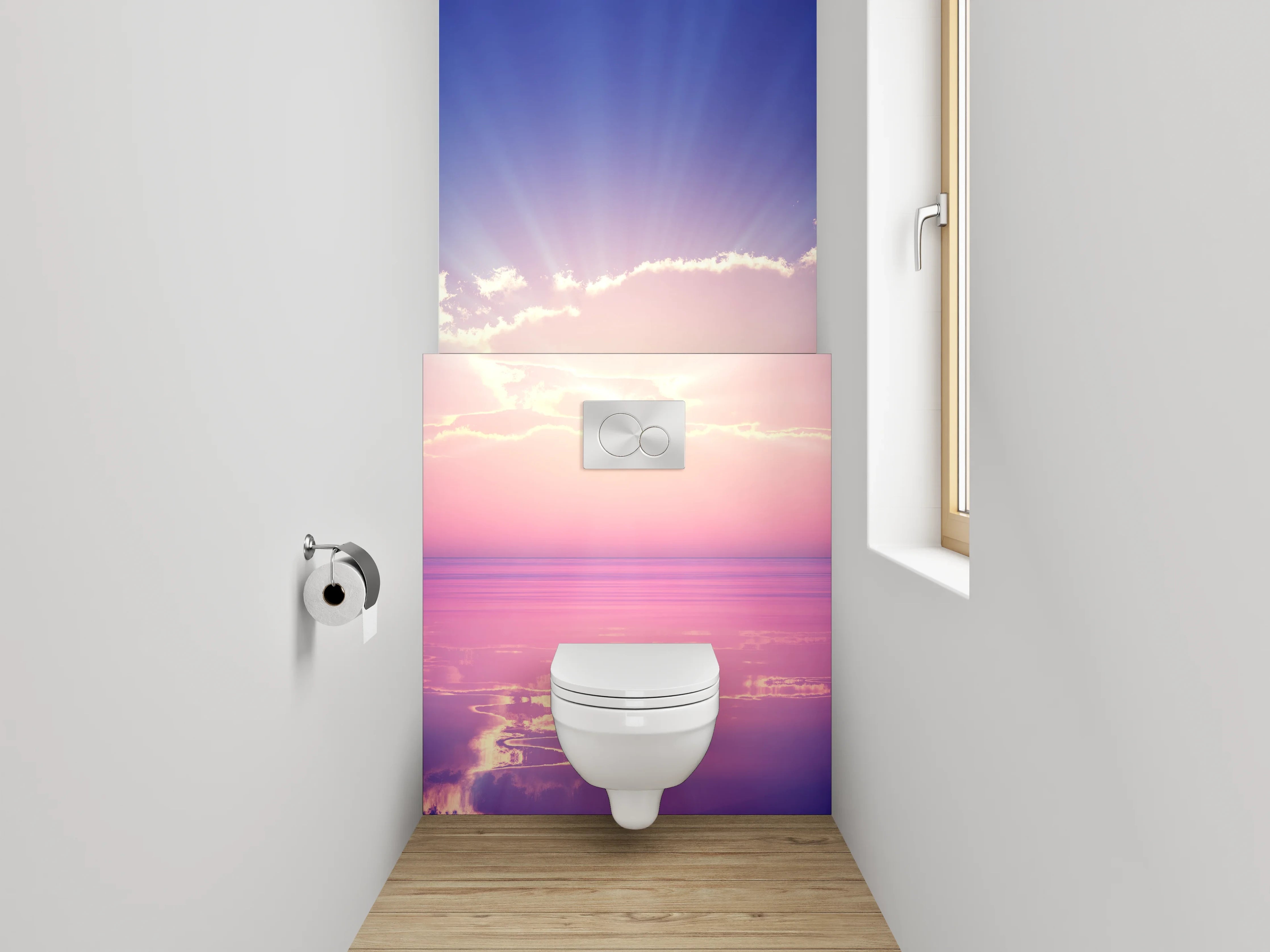 WC-Rückwand - Sonnenaufgang über dem Meer Panorama