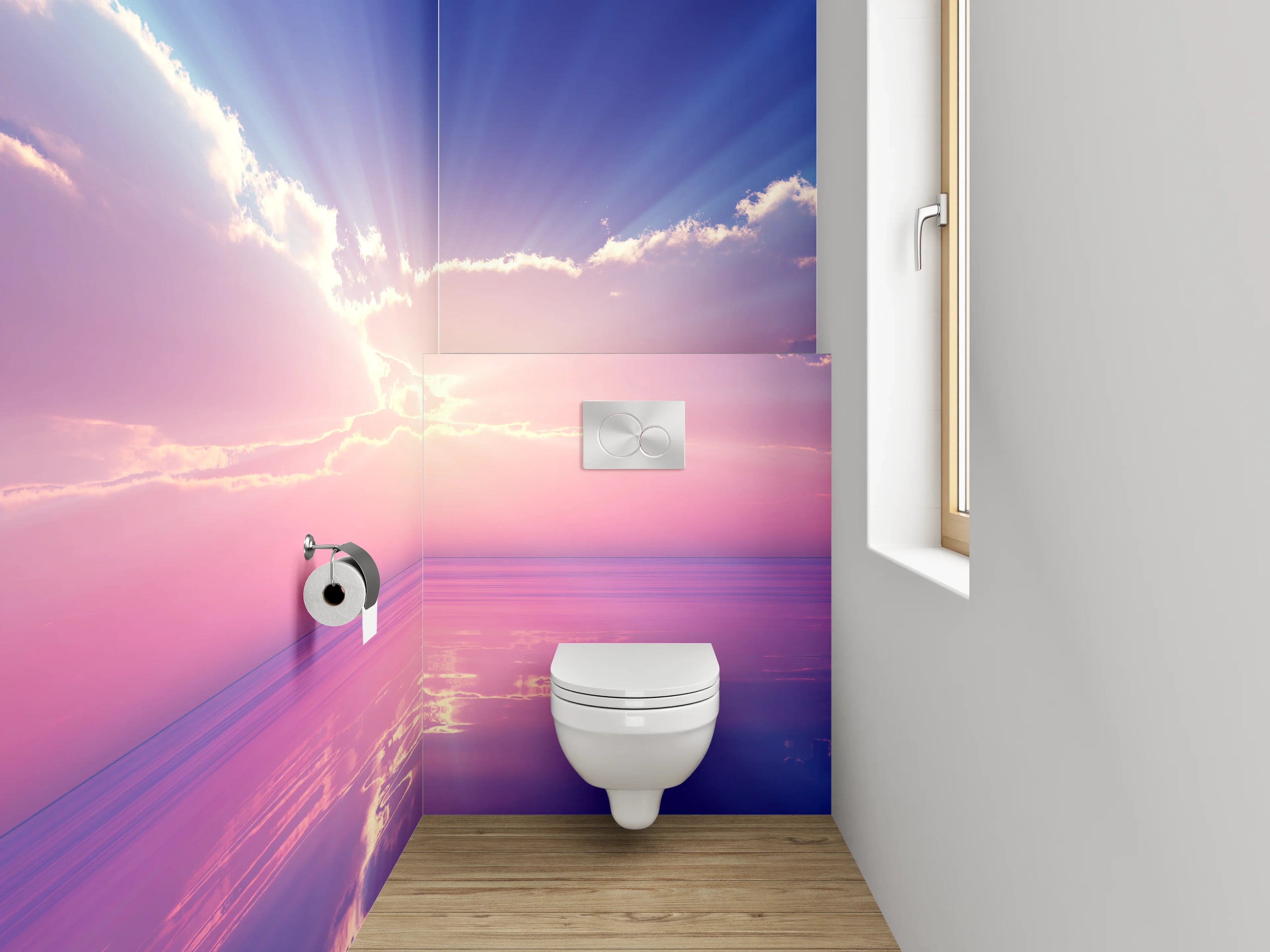 WC-Rückwand - Sonnenaufgang über dem Meer Panorama