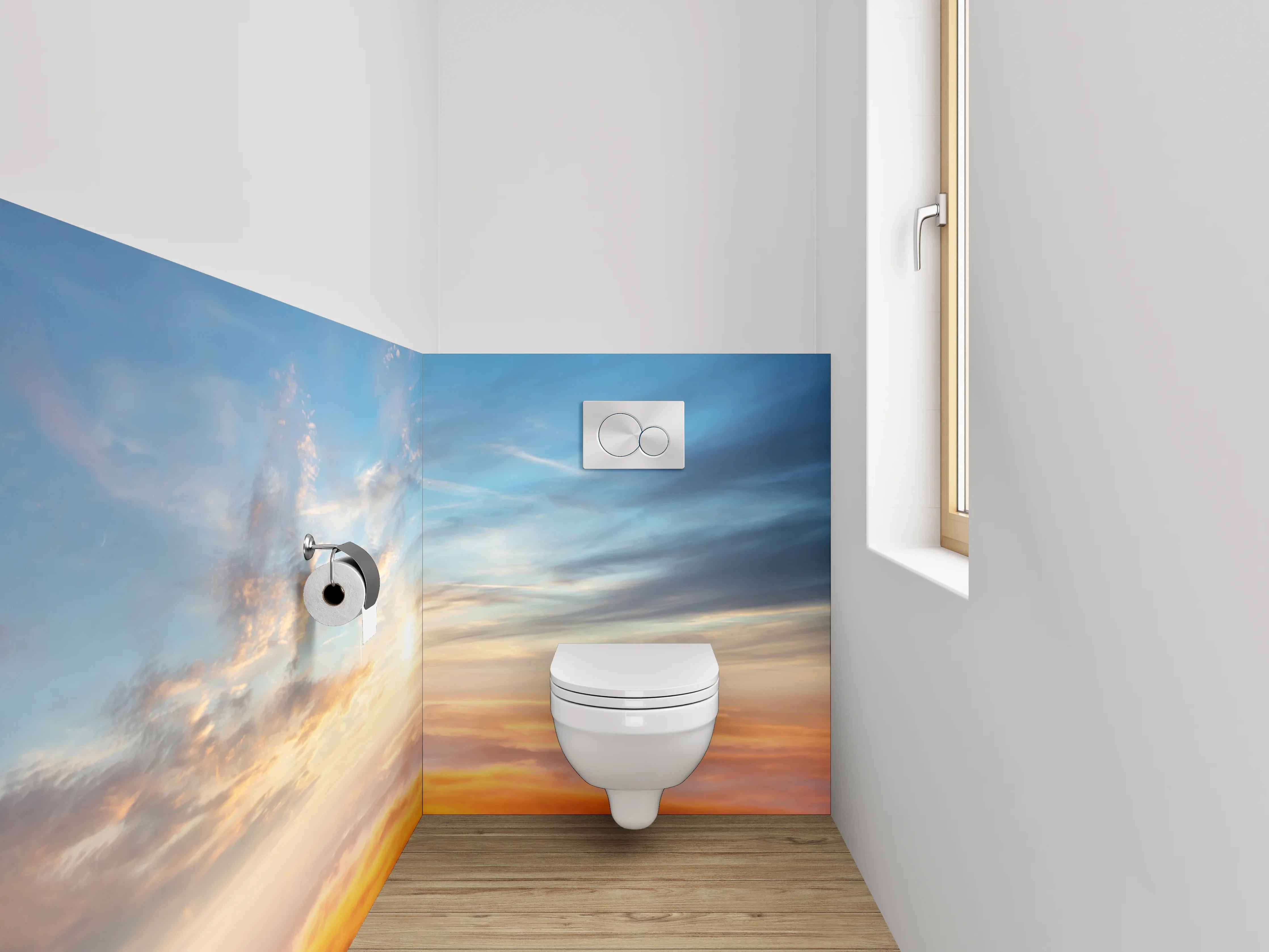 WC-Rückwand - Sonnenaufgang über den Wolken Himmel