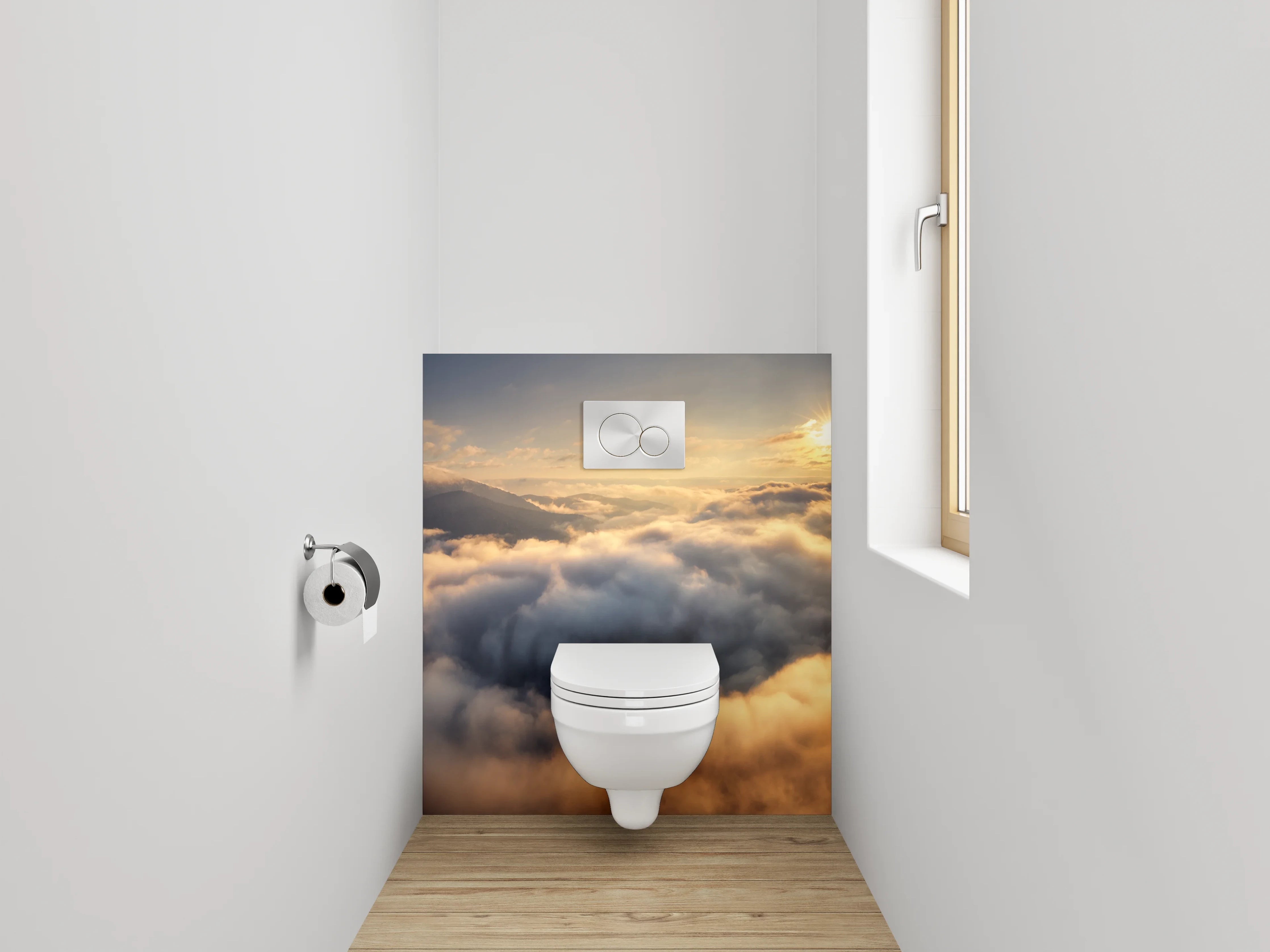 WC-Rückwand - Sonnenaufgang über den Wolken