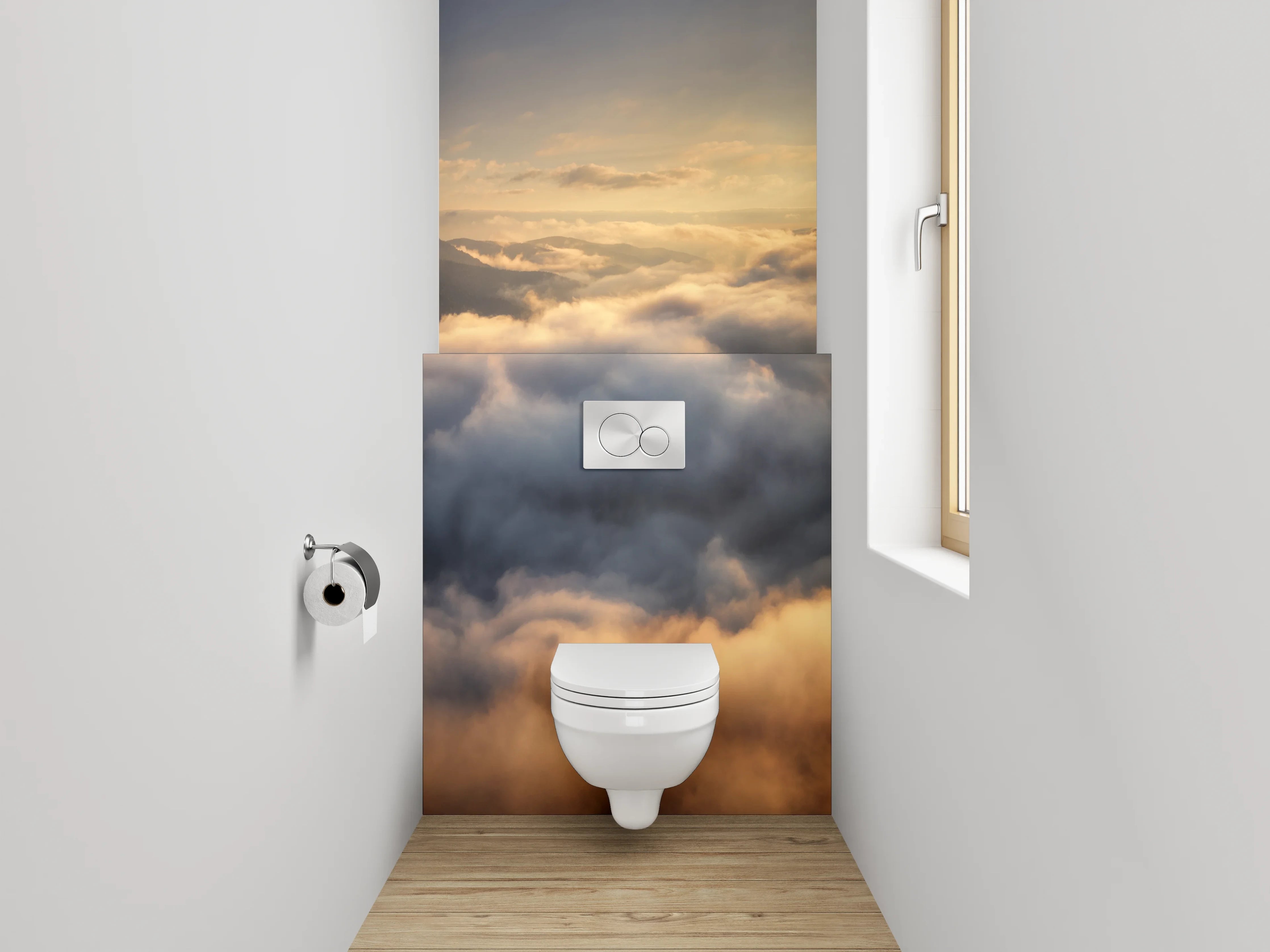 WC-Rückwand - Sonnenaufgang über den Wolken