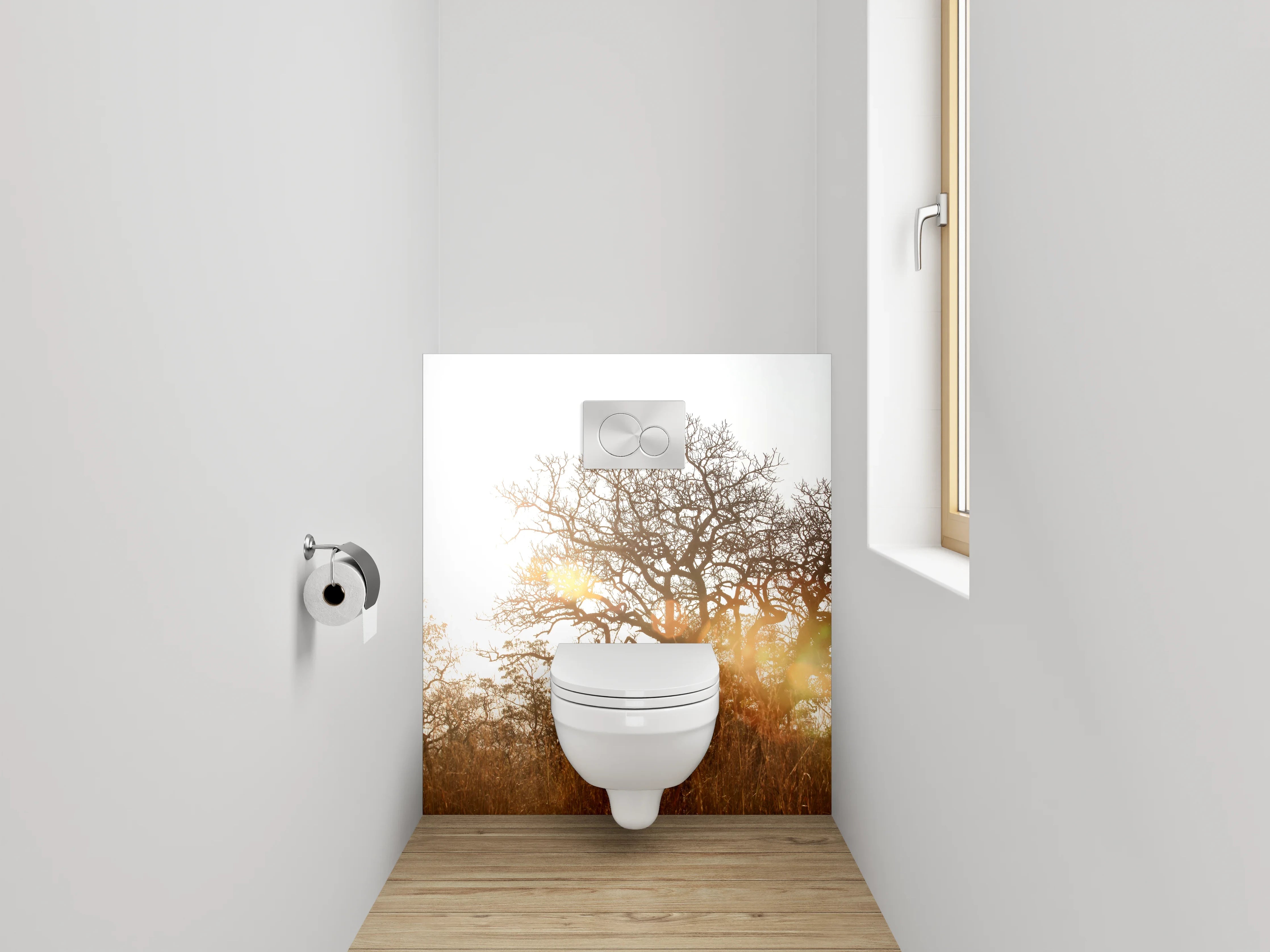 WC-Rückwand - Sonnenlicht Baum Savanne Naturmotiv