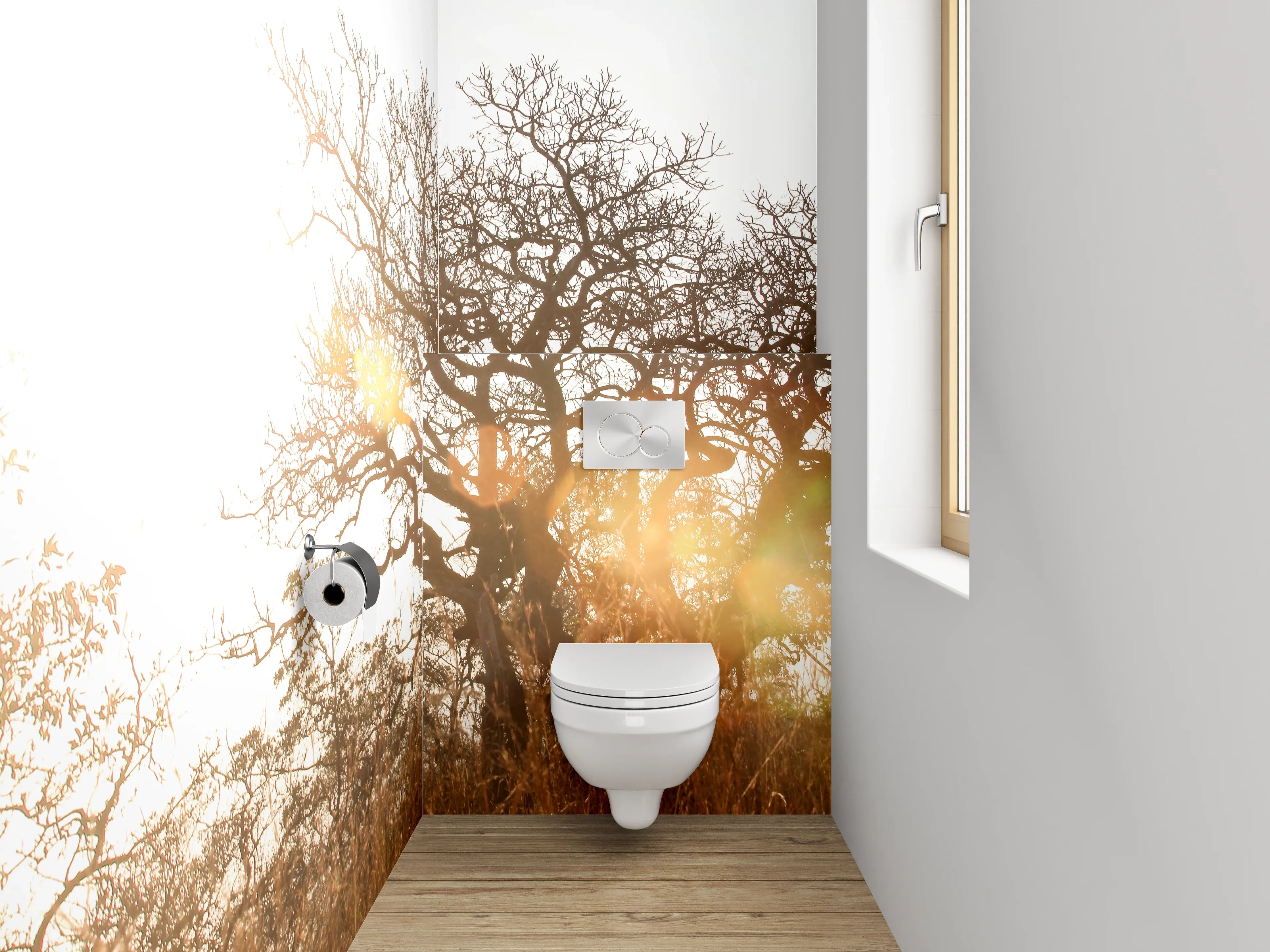 WC-Rückwand - Sonnenlicht Baum Savanne Naturmotiv