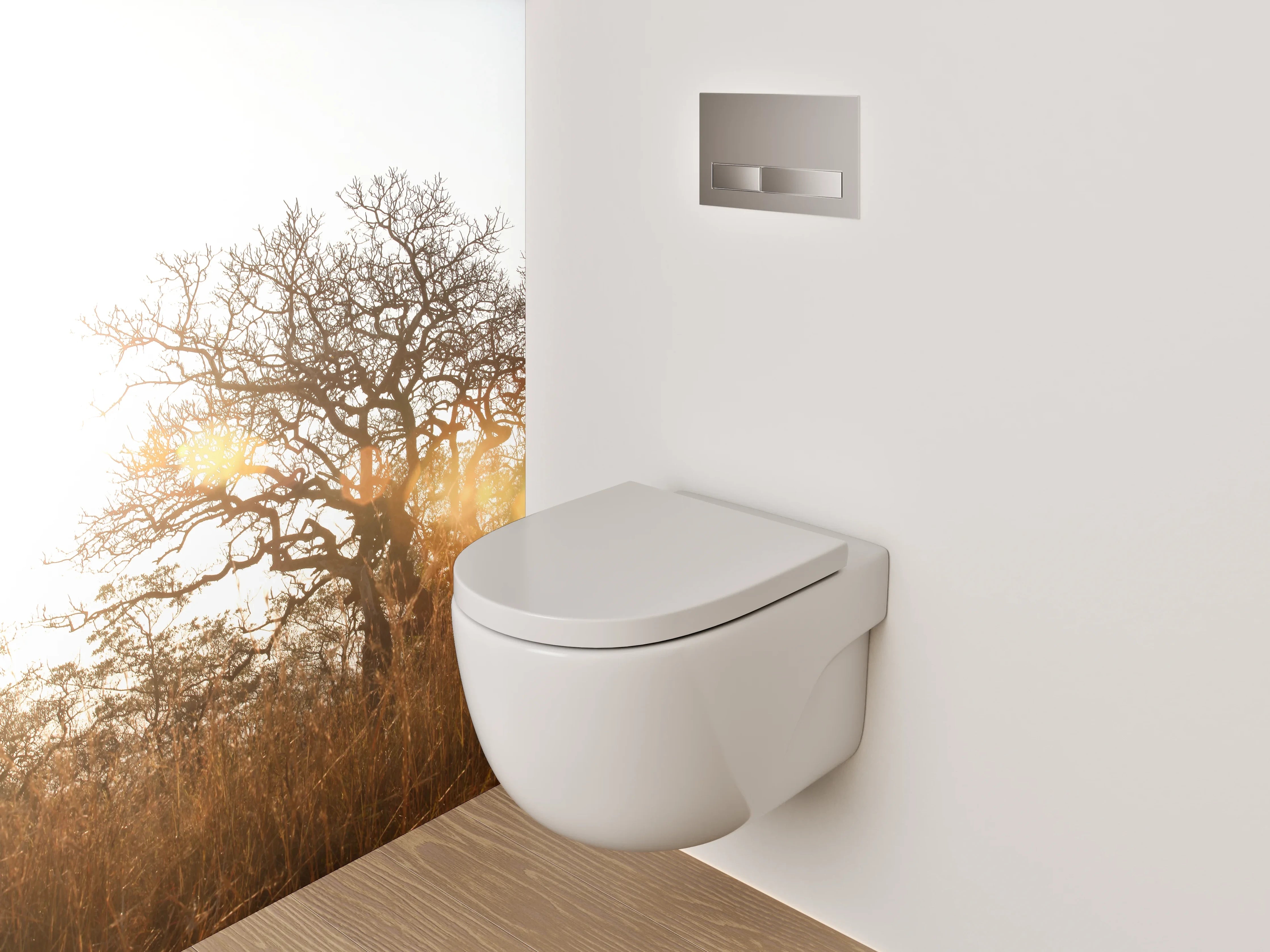 WC-Rückwand - Sonnenlicht Baum Savanne Naturmotiv