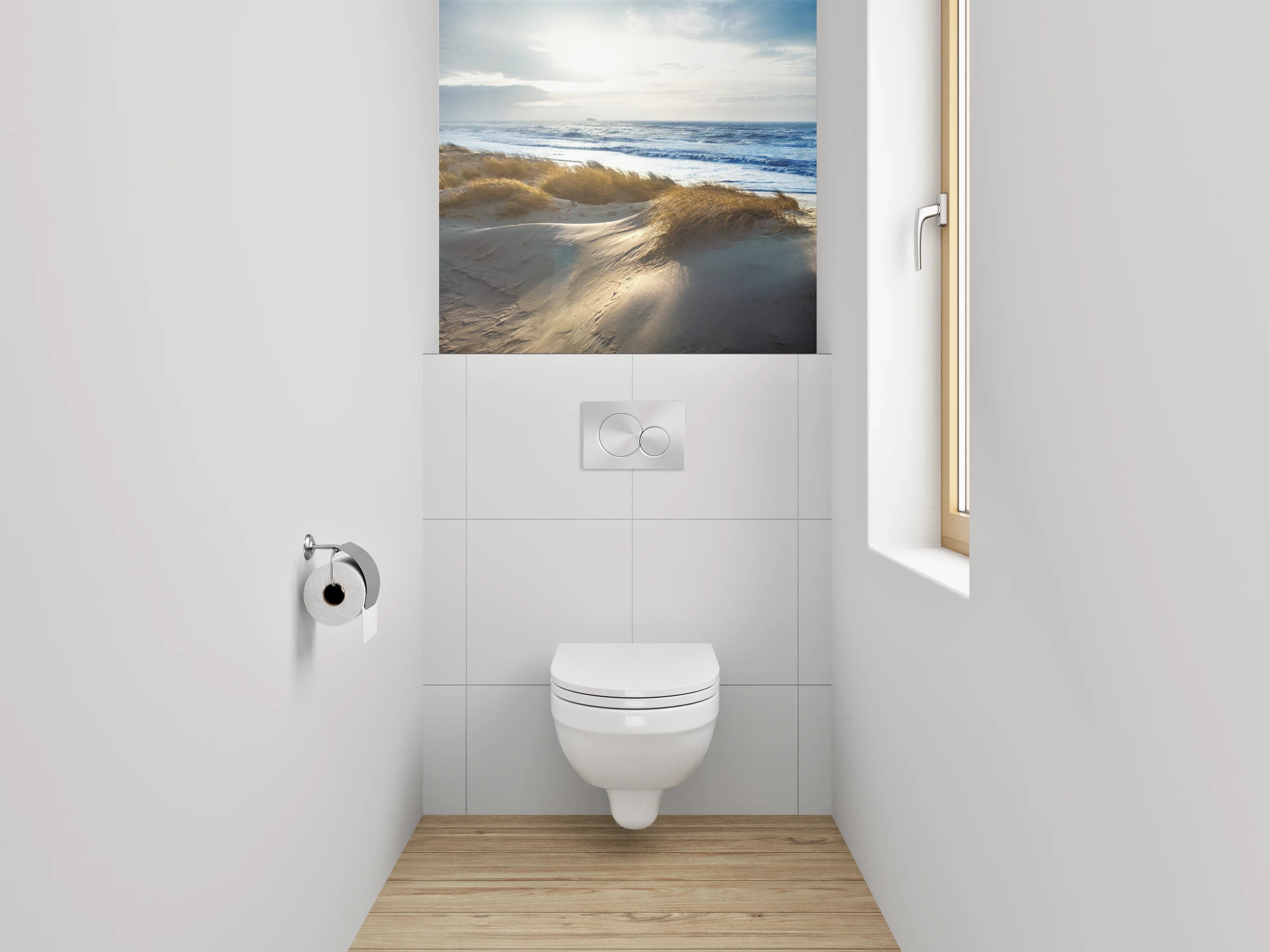 WC-Rückwand - Sonnenlicht am Dünenstrand Panorama