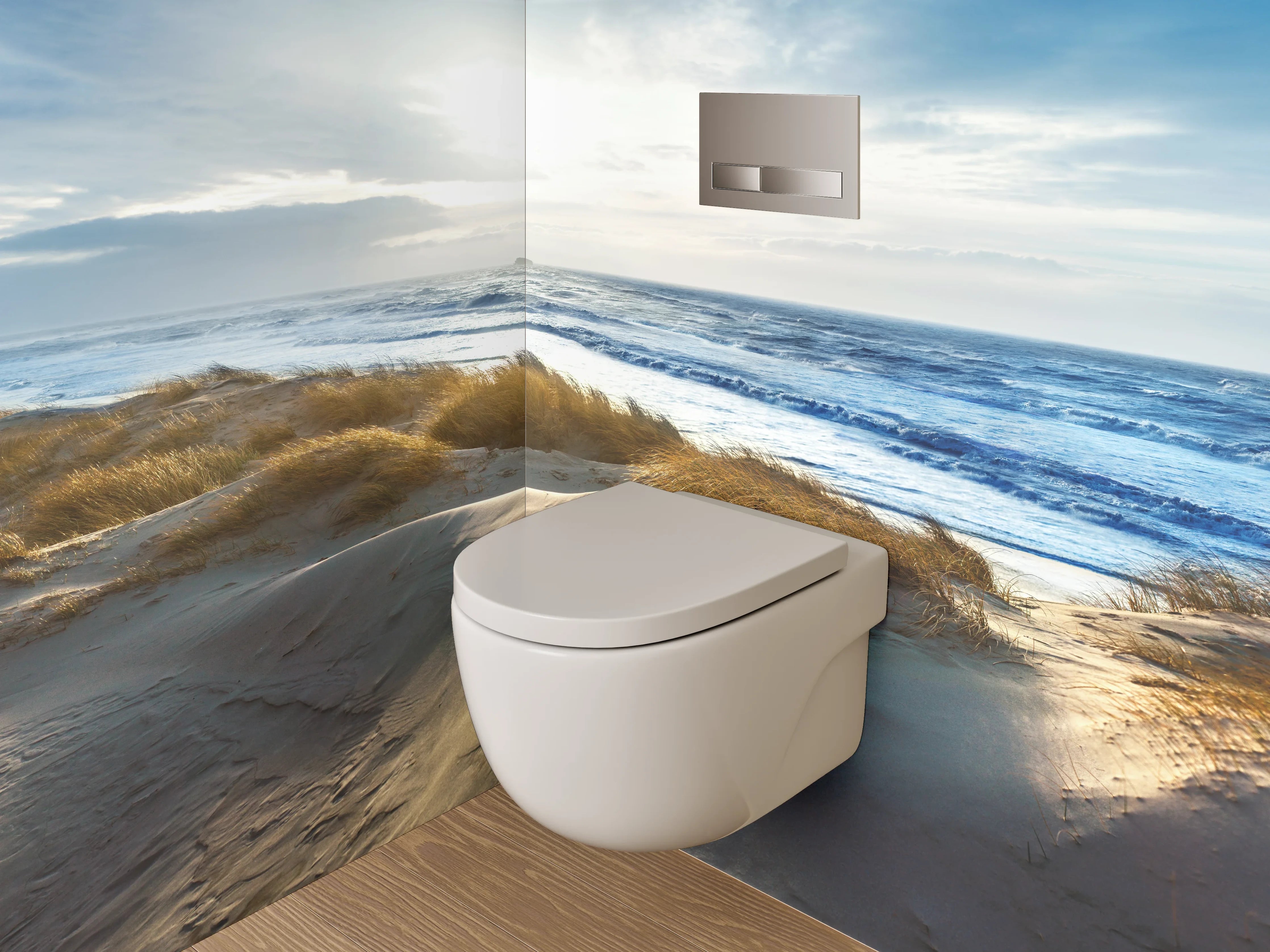 WC-Rückwand - Sonnenlicht am Dünenstrand Panorama