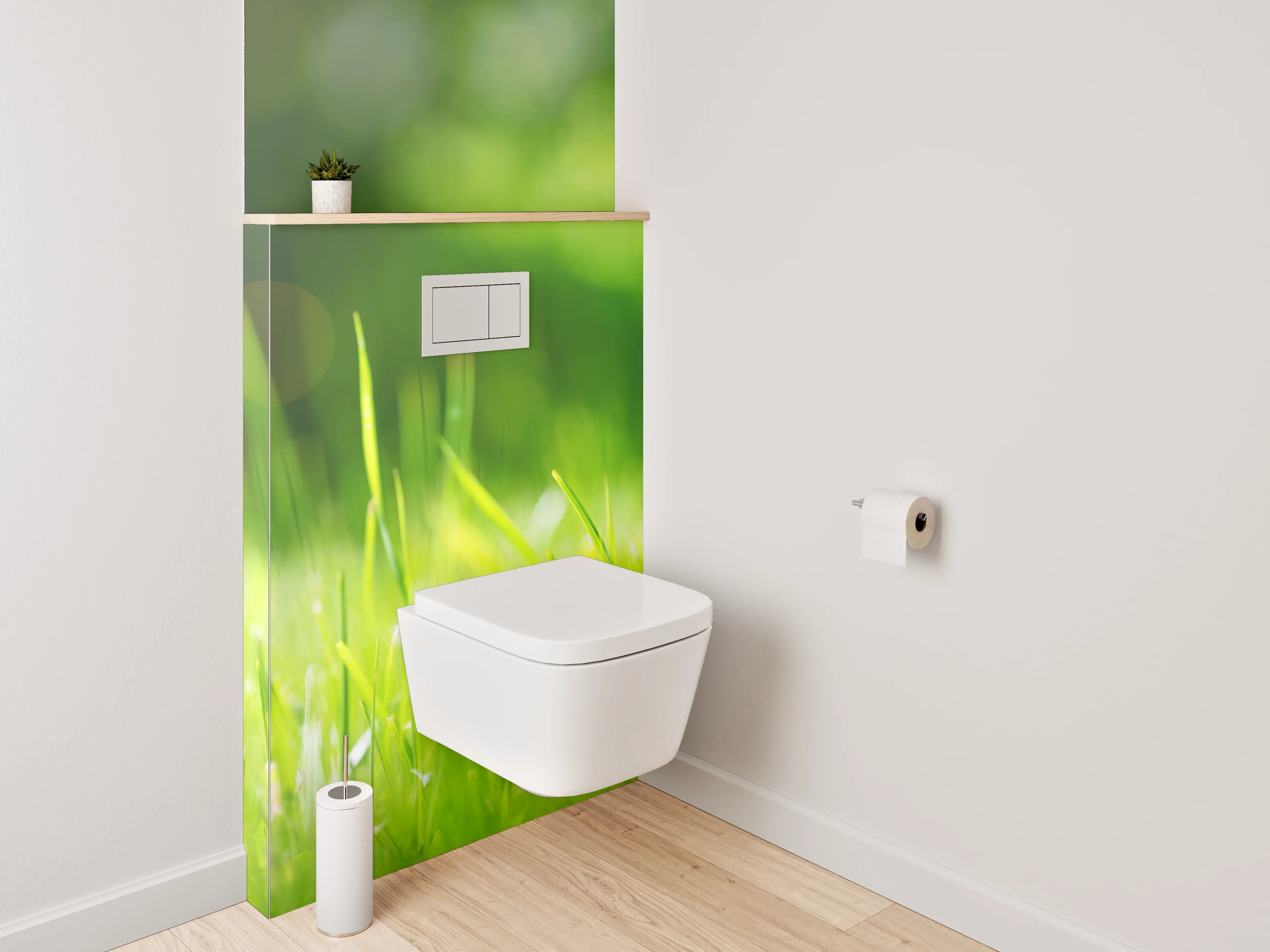WC-Rückwand - Sonnenlicht auf grünem Wiesengras