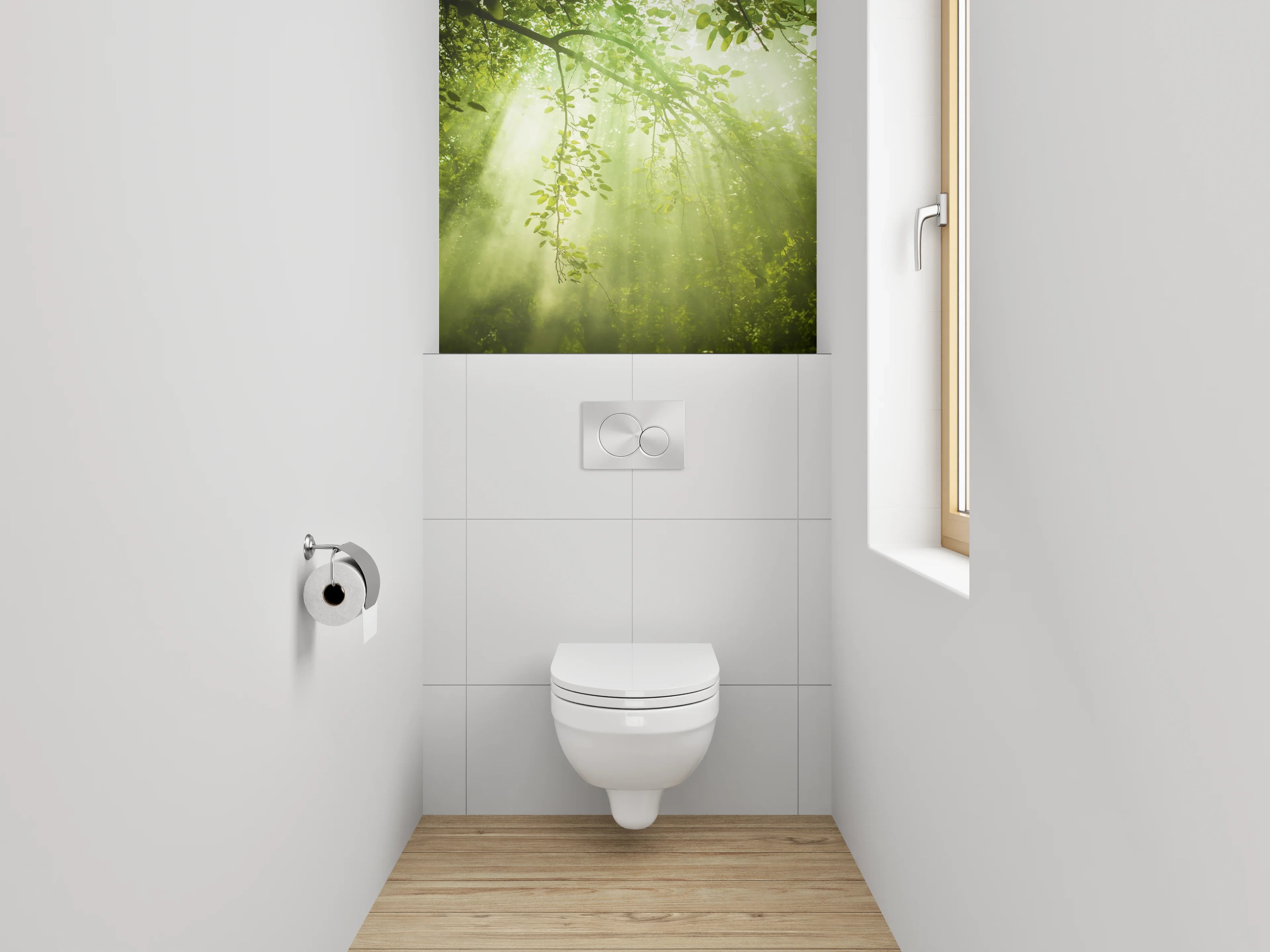 WC-Rückwand - Sonnenstrahlen im grünen Blätterwald