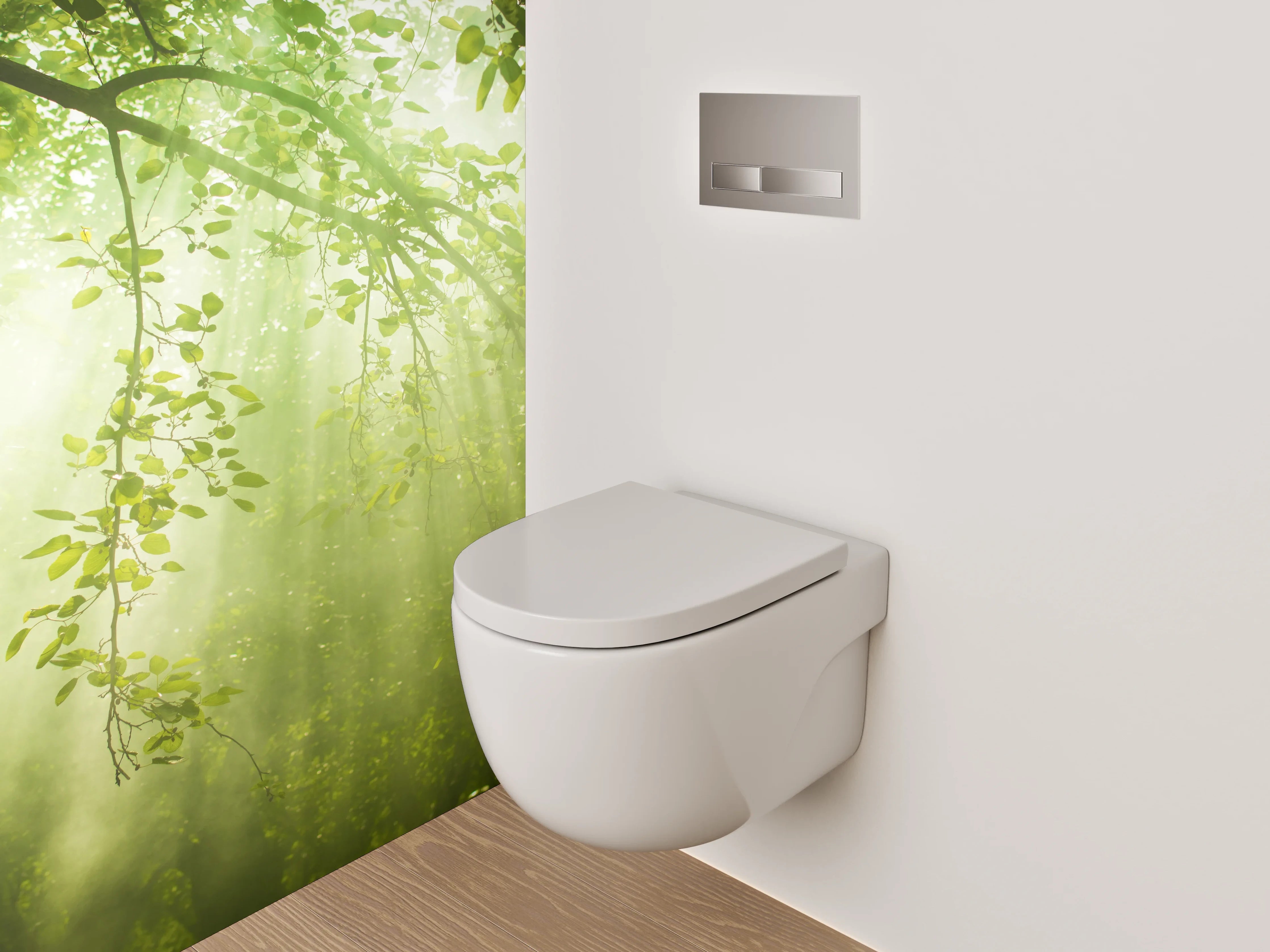 WC-Rückwand - Sonnenstrahlen im grünen Blätterwald