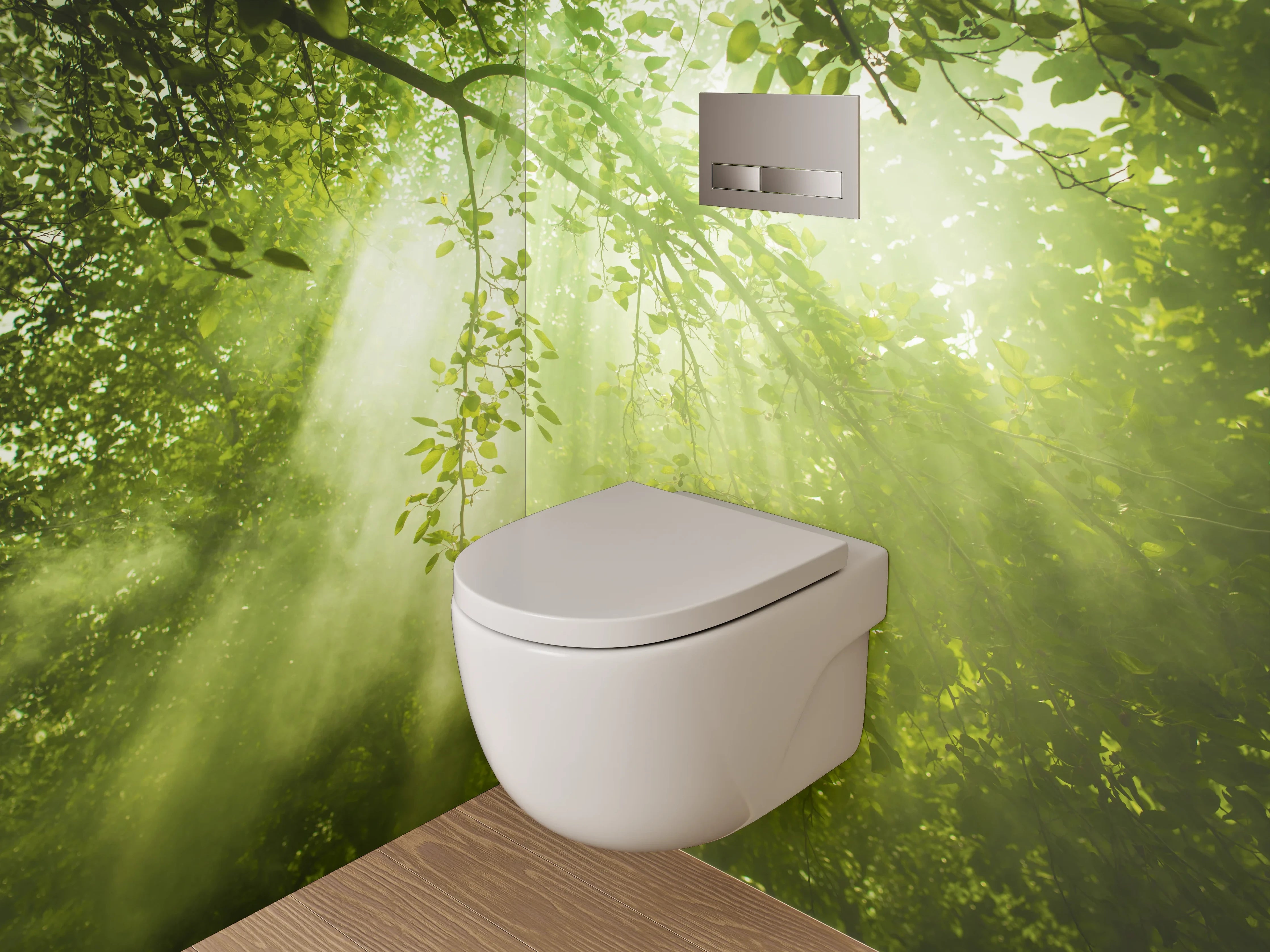 WC-Rückwand - Sonnenstrahlen im grünen Blätterwald