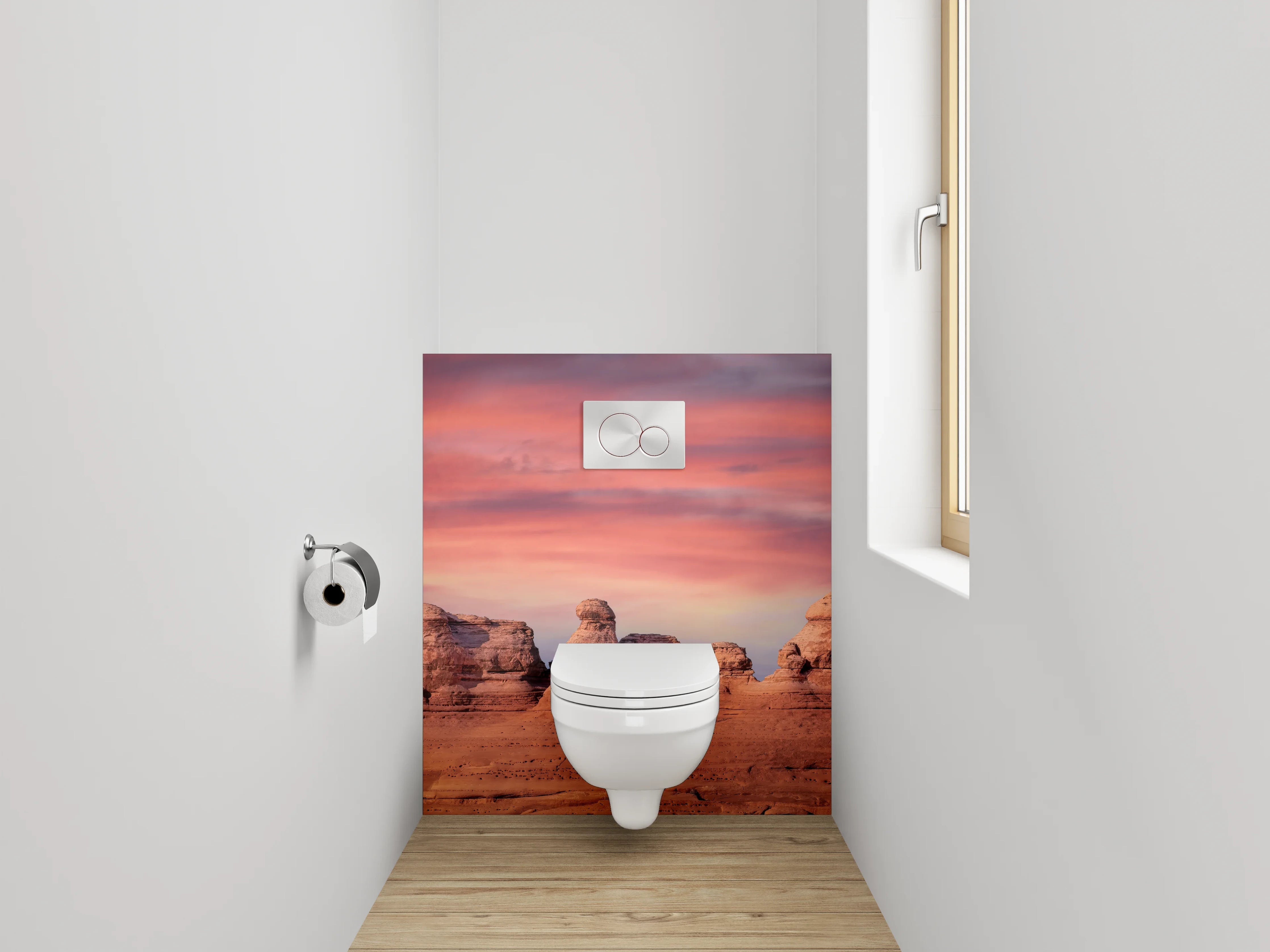 WC-Rückwand - Sonnenuntergang Felsenlandschaft Panorama