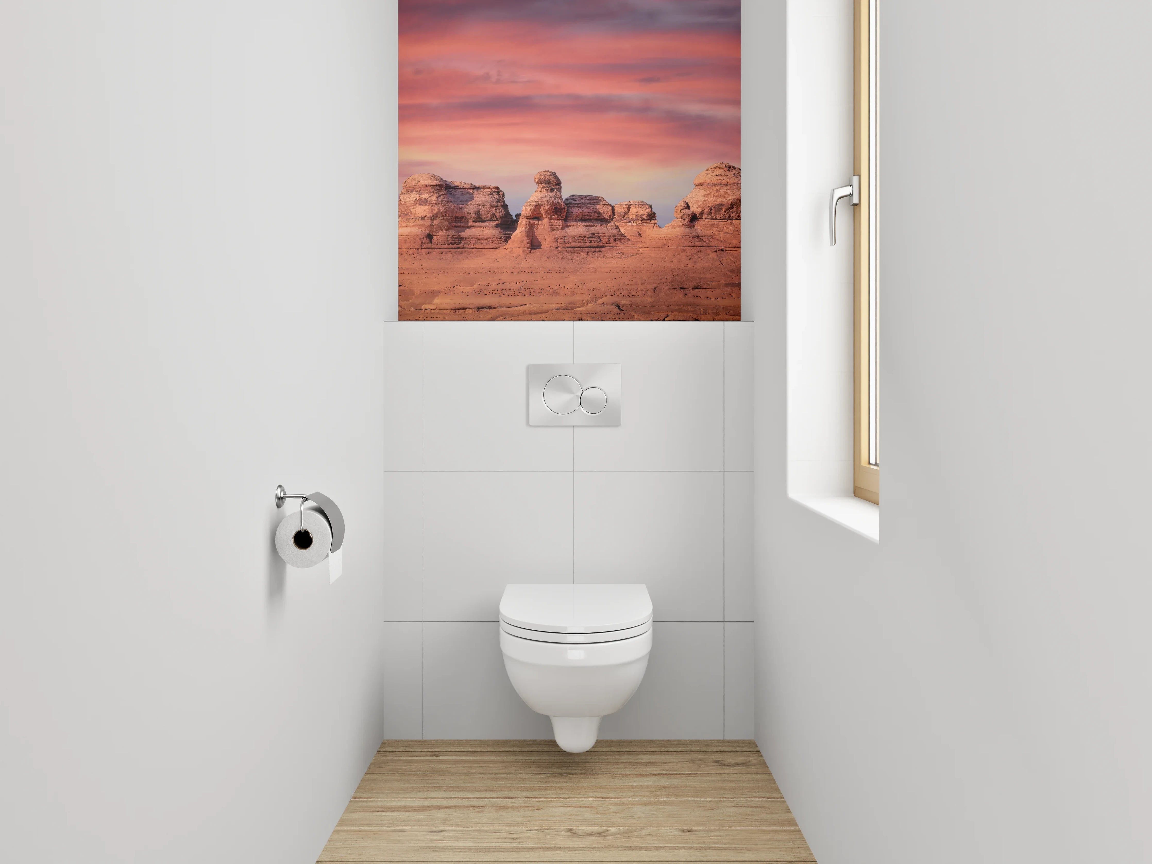 WC-Rückwand - Sonnenuntergang Felsenlandschaft Panorama