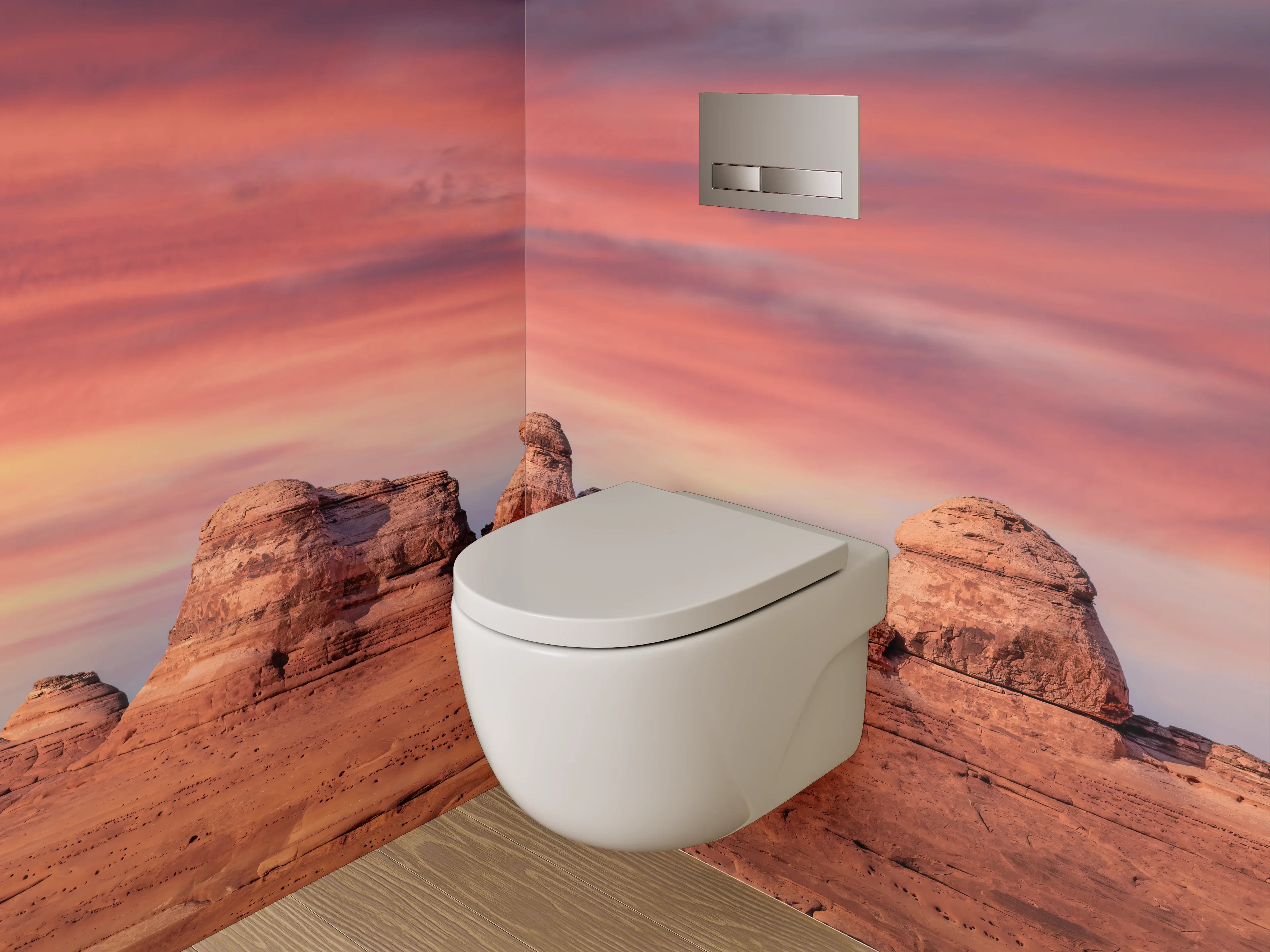 WC-Rückwand - Sonnenuntergang Felsenlandschaft Panorama