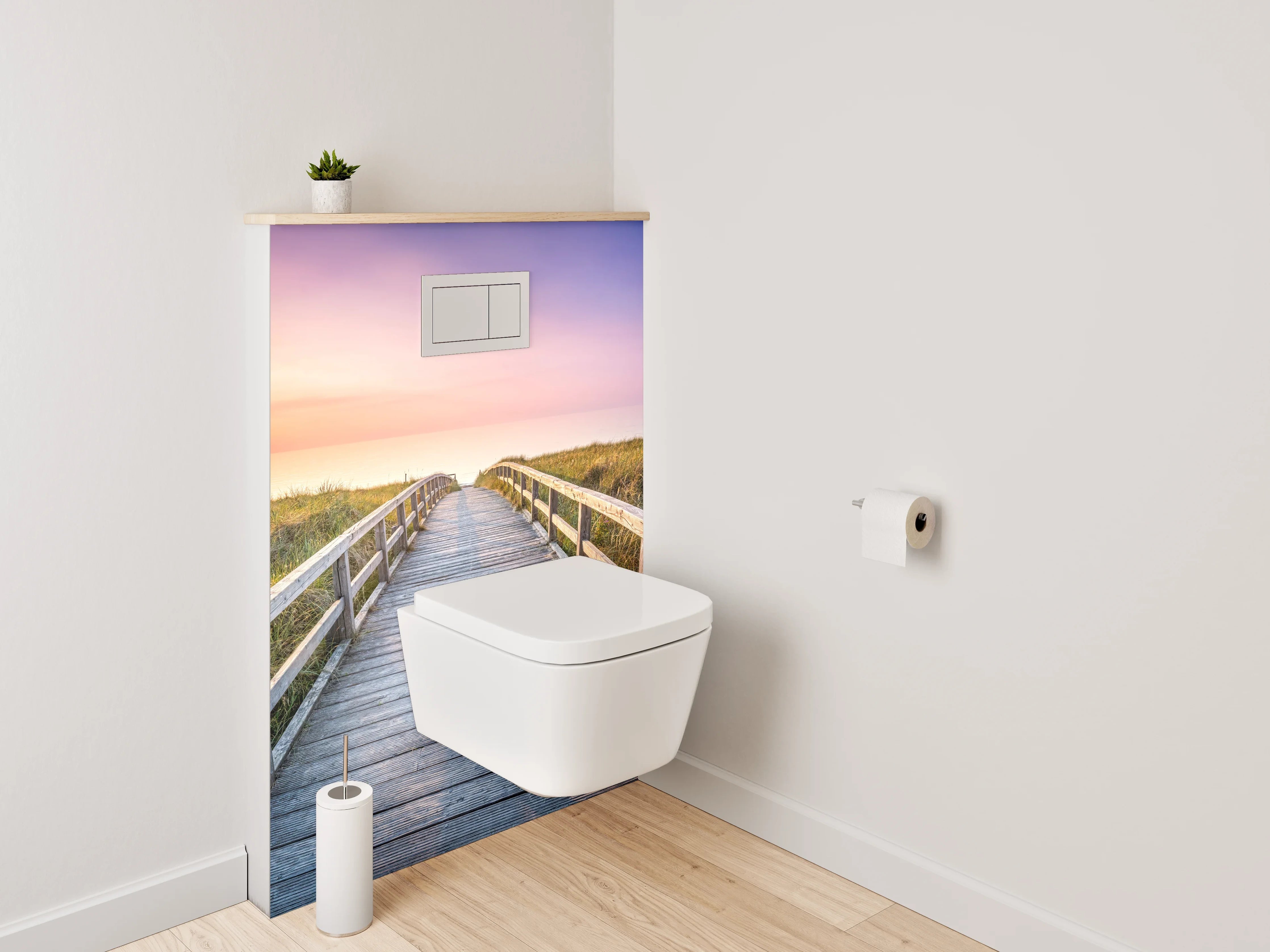 WC-Rückwand - Sonnenuntergang am Dünensteg