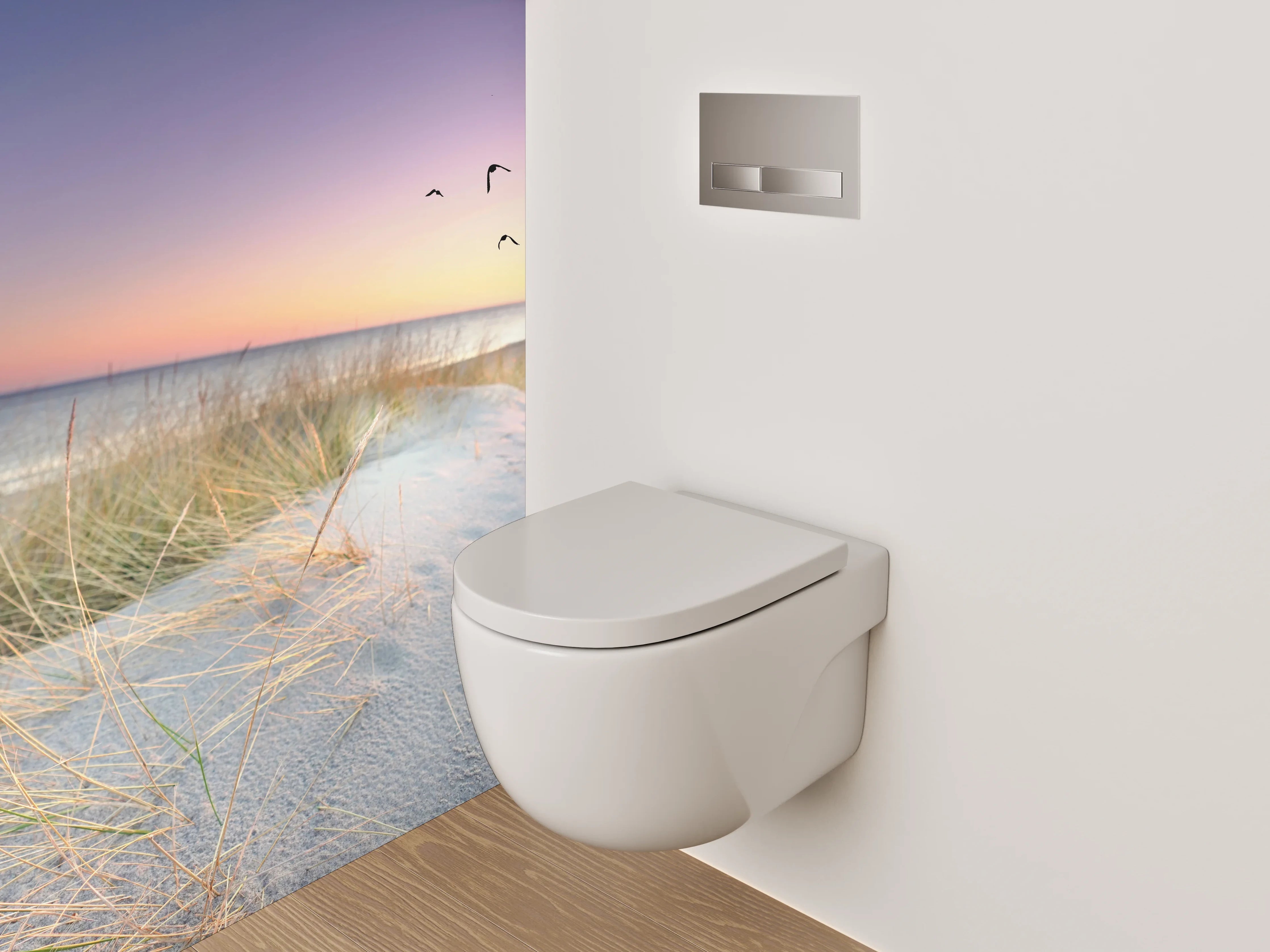 WC-Rückwand - Sonnenuntergang am Dünenstrand Panorama