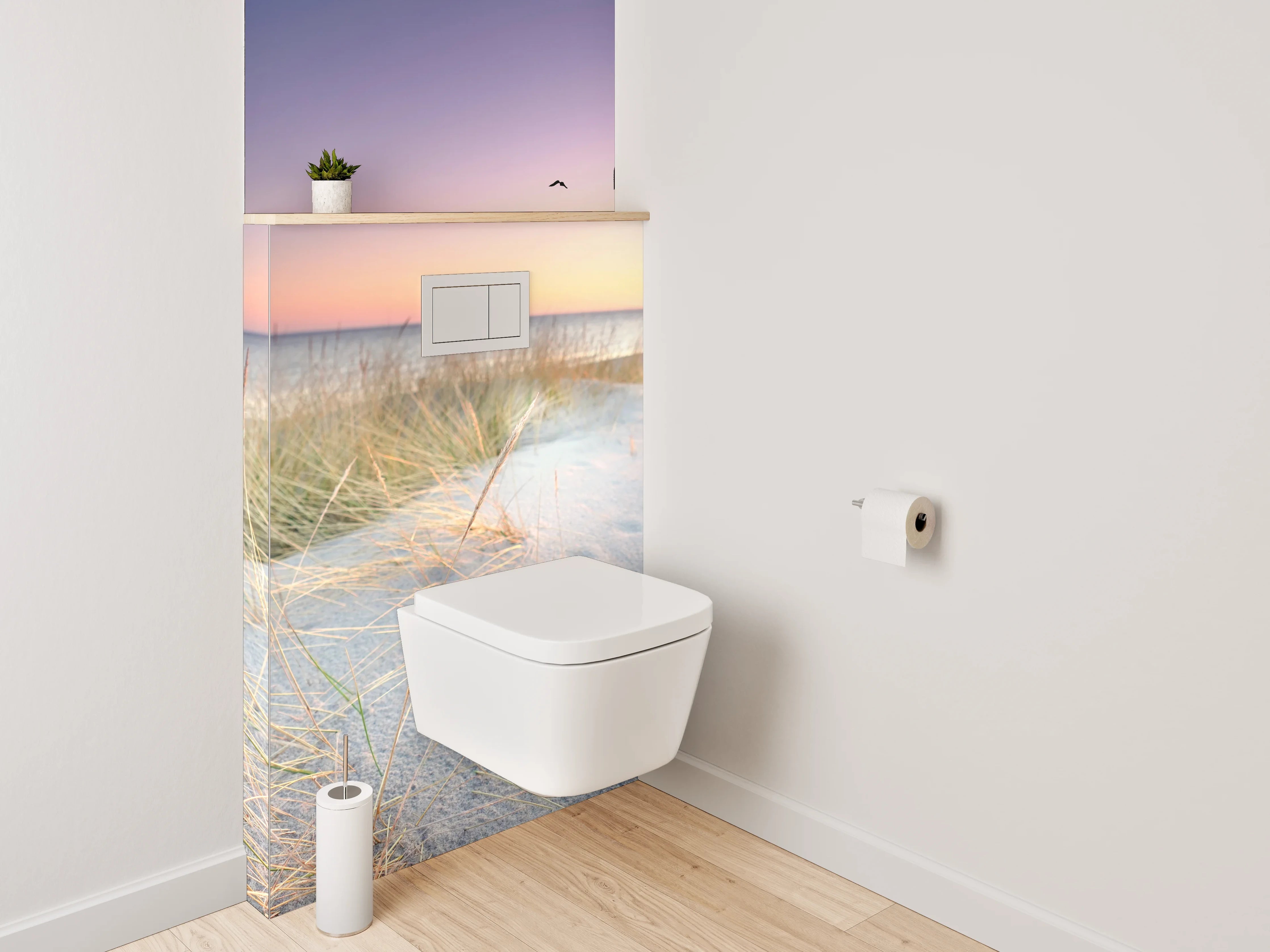 WC-Rückwand - Sonnenuntergang am Dünenstrand Panorama