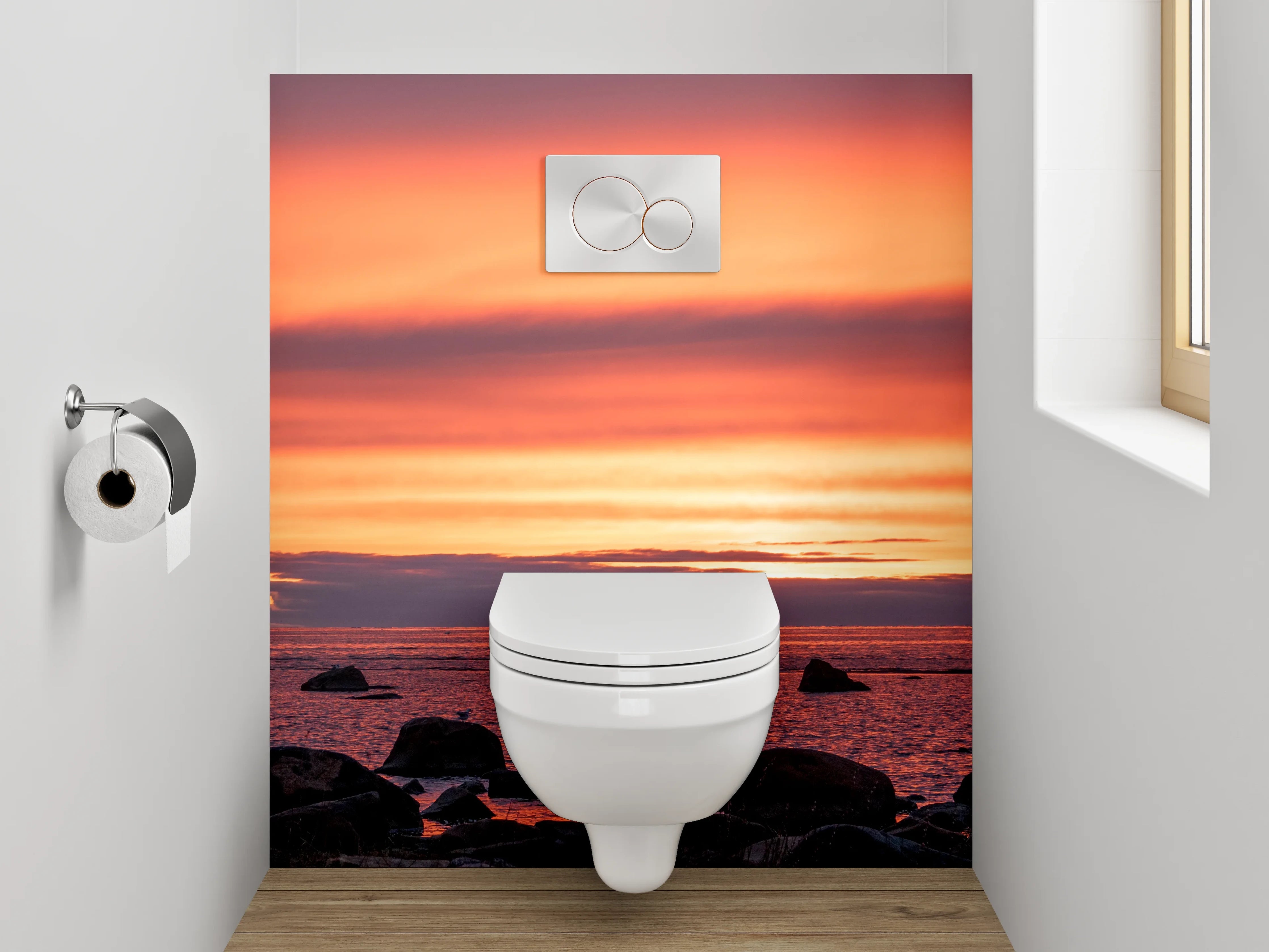 WC-Rückwand - Sonnenuntergang am Felsenmeer