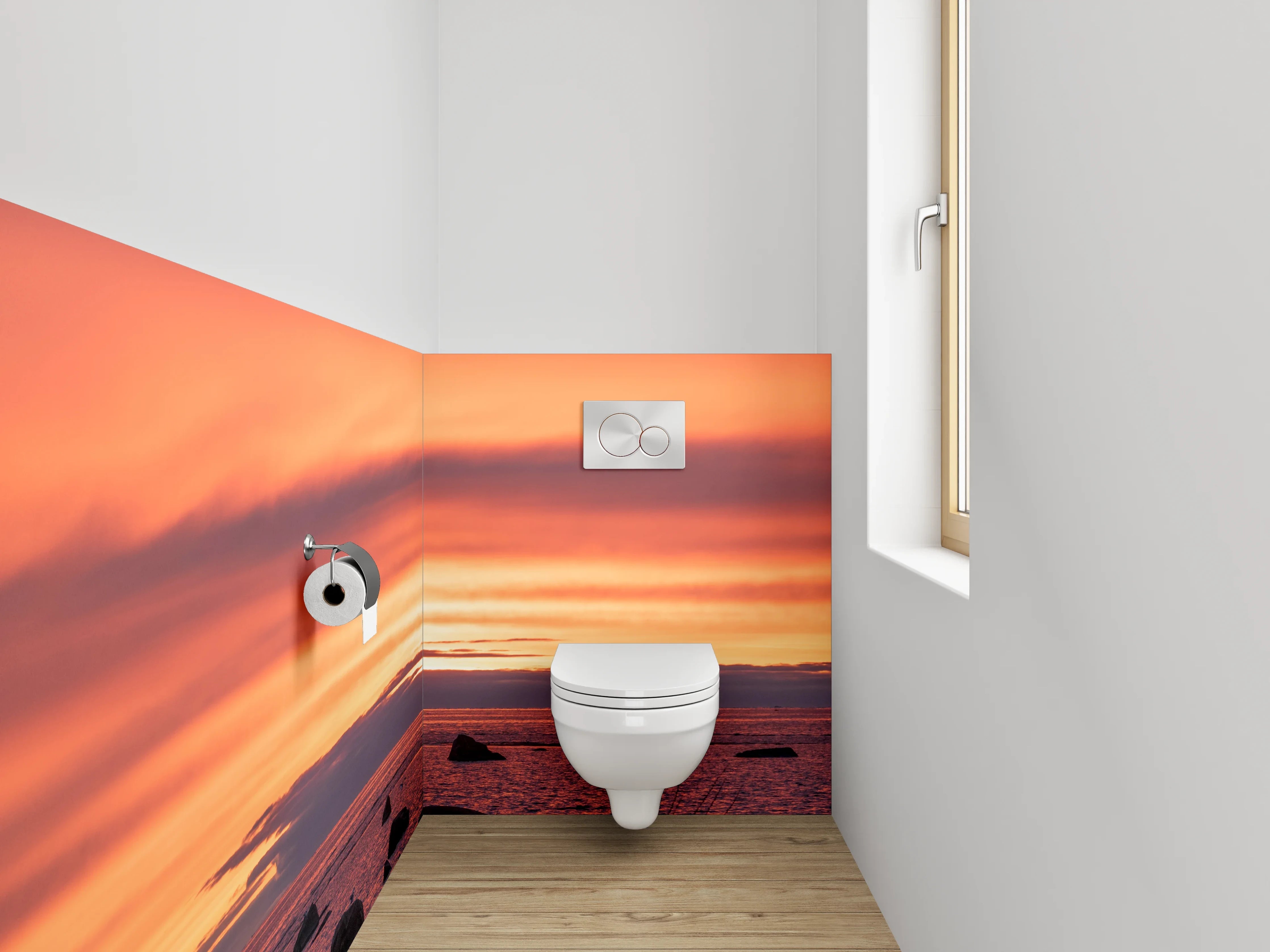 WC-Rückwand - Sonnenuntergang am Felsenmeer