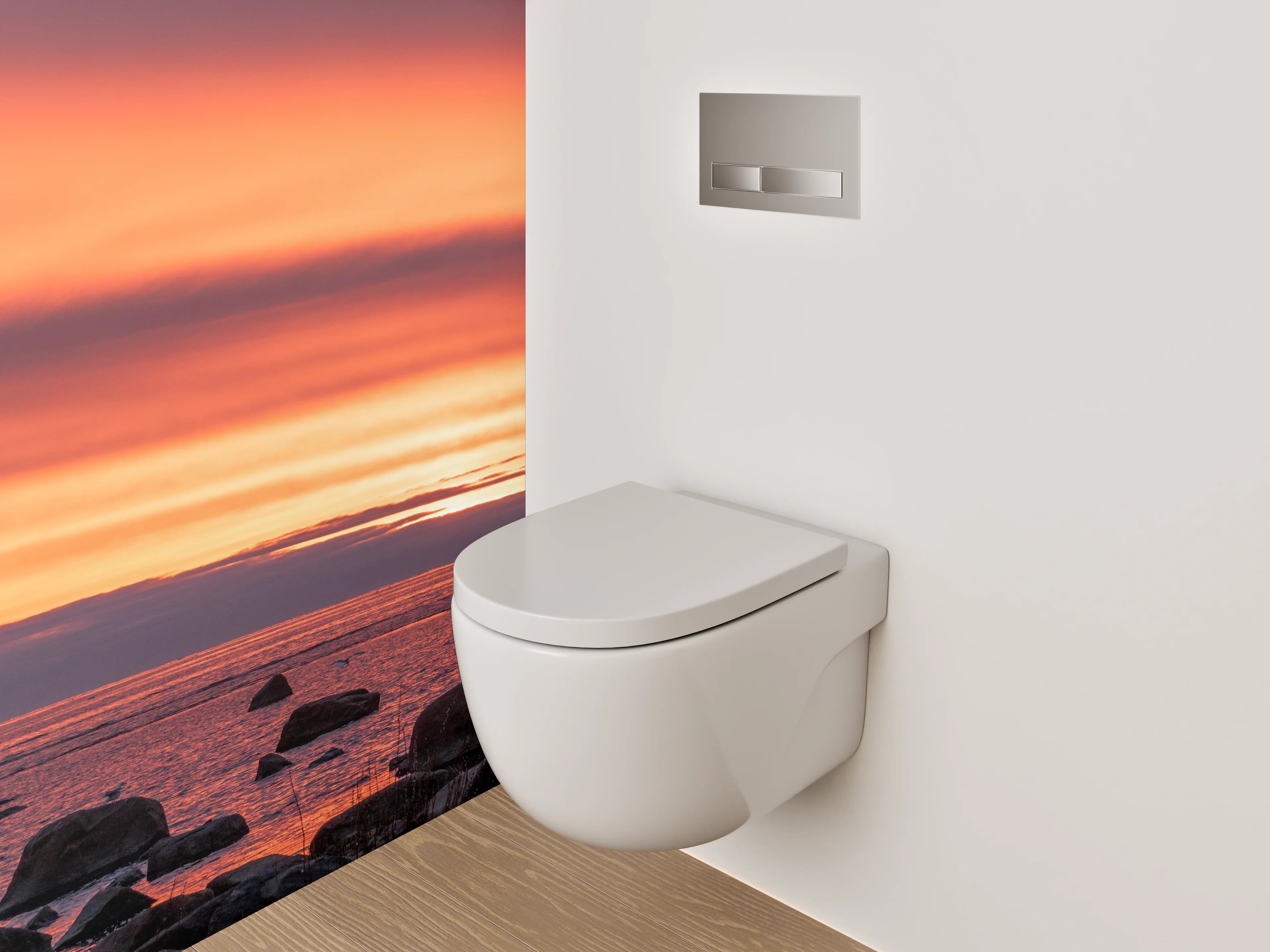WC-Rückwand - Sonnenuntergang am Felsenmeer