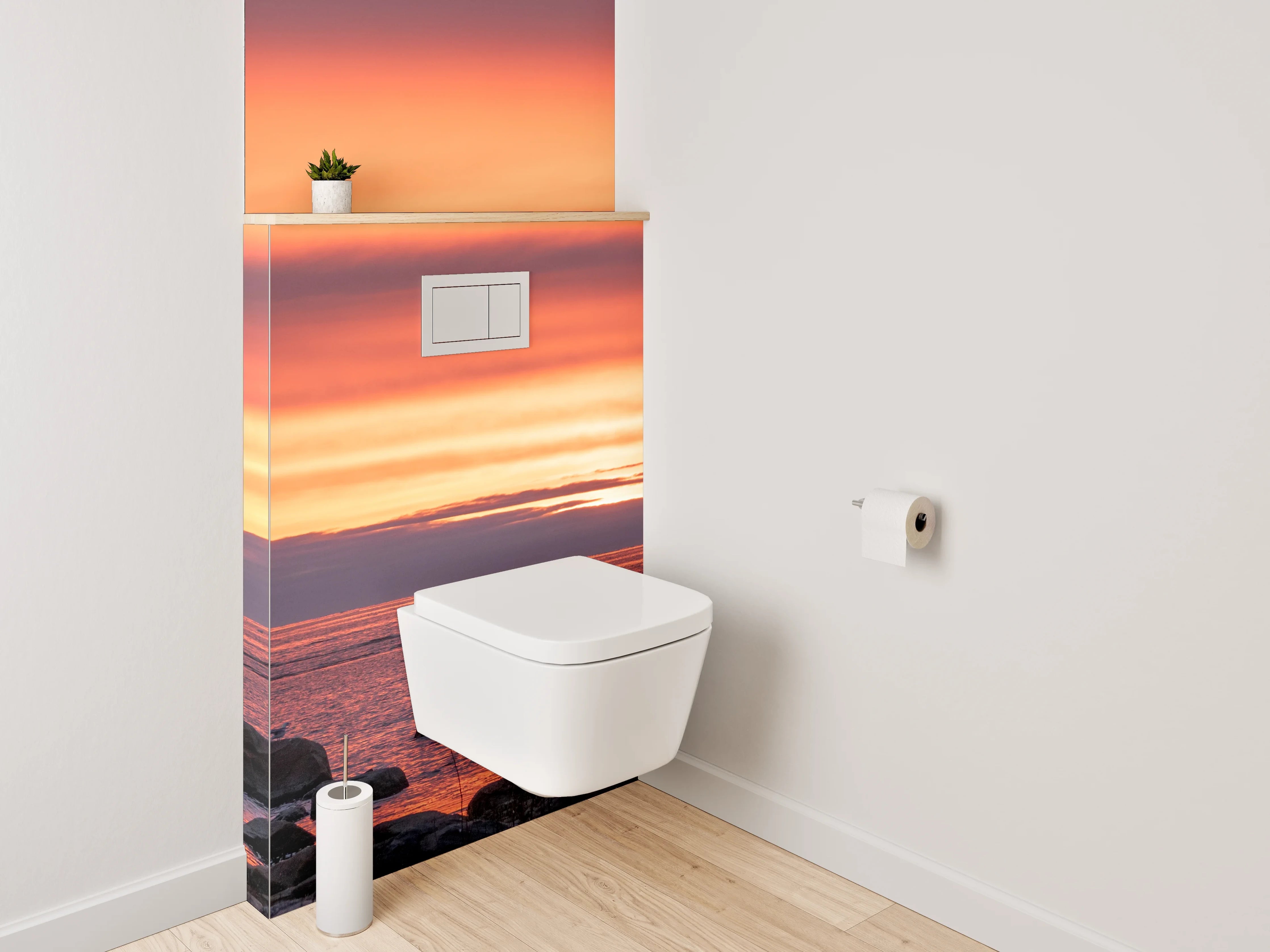 WC-Rückwand - Sonnenuntergang am Felsenmeer
