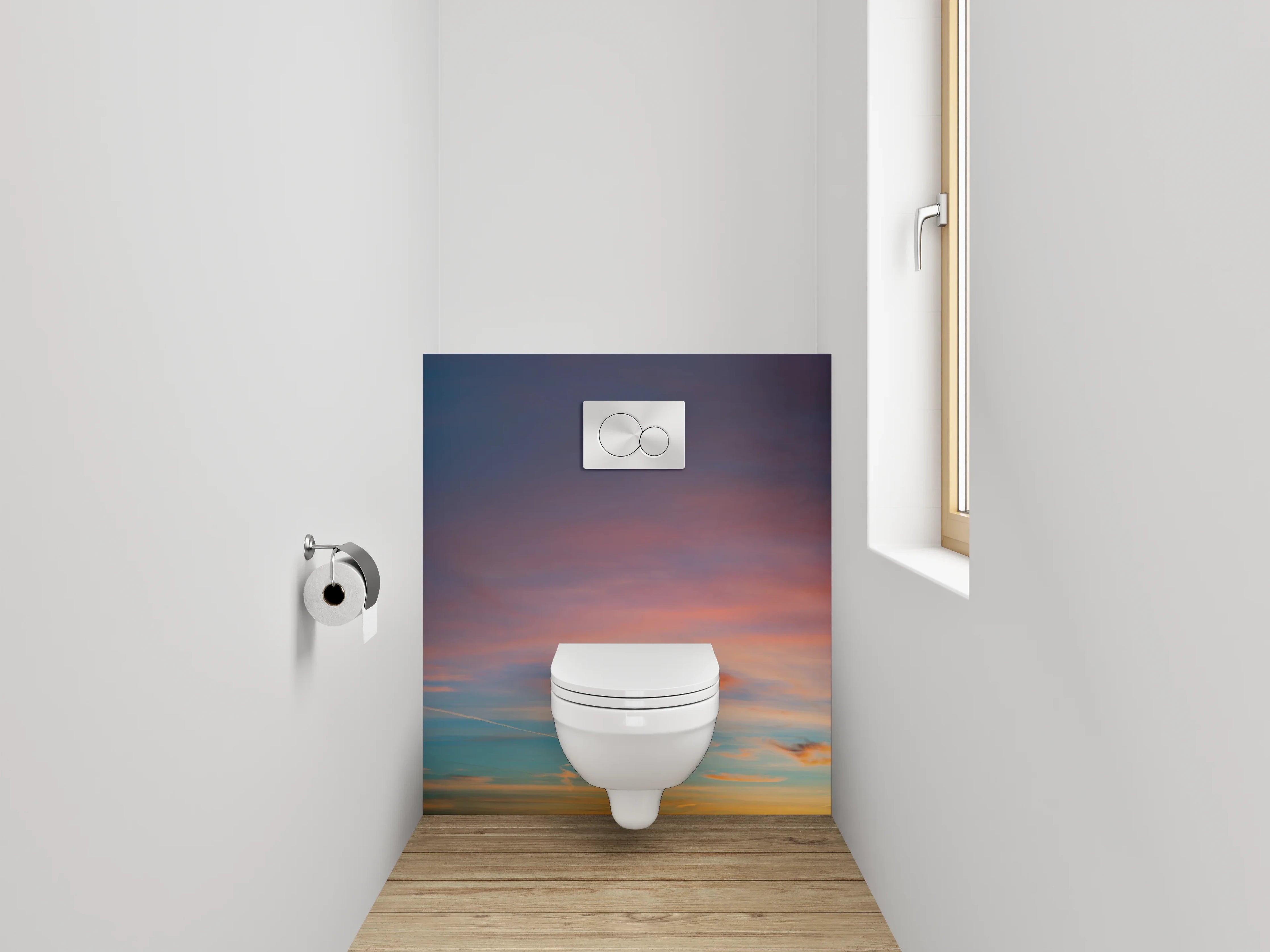 WC-Rückwand - Sonnenuntergang am Himmel Panorama
