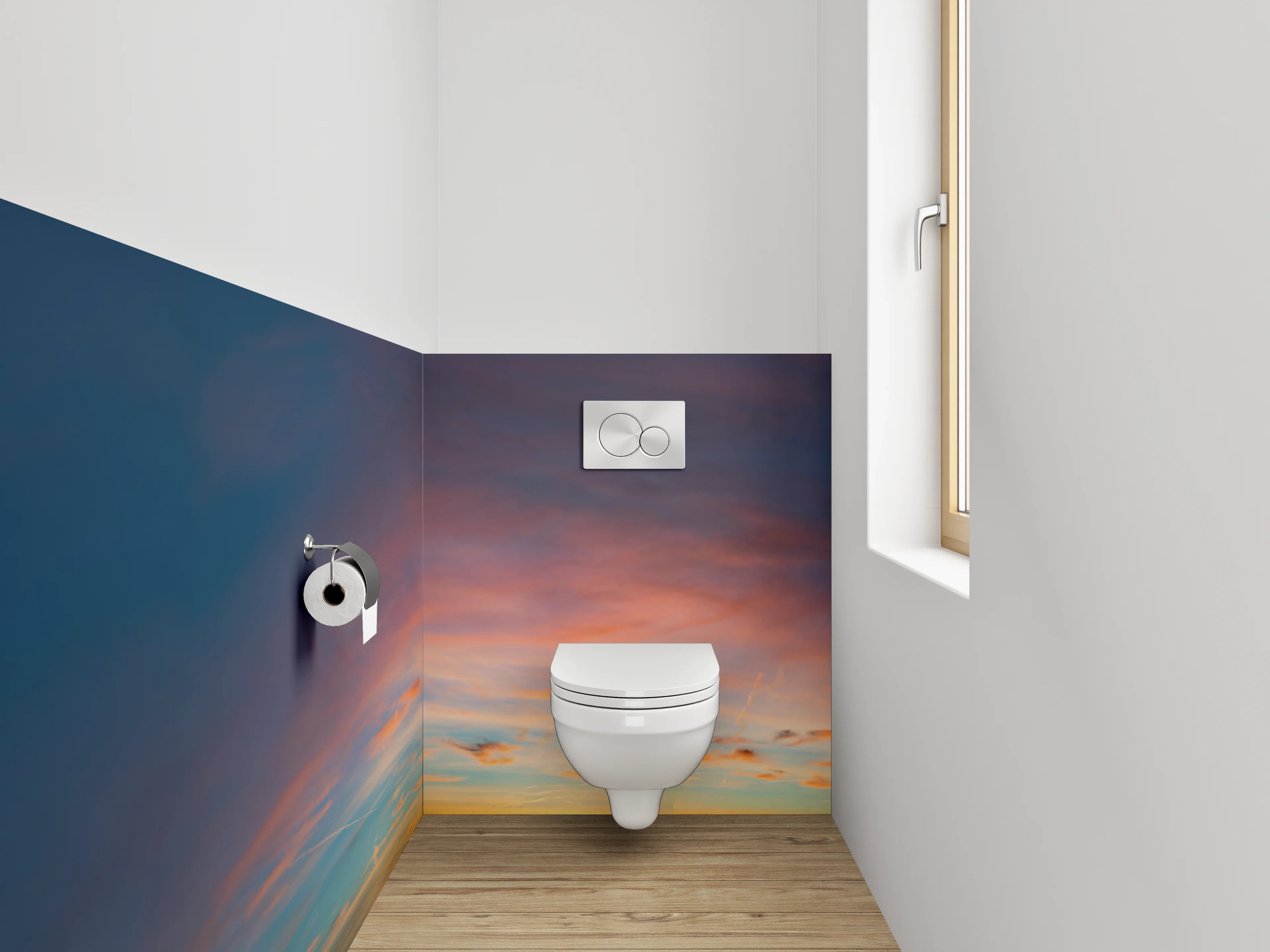 WC-Rückwand - Sonnenuntergang am Himmel Panorama