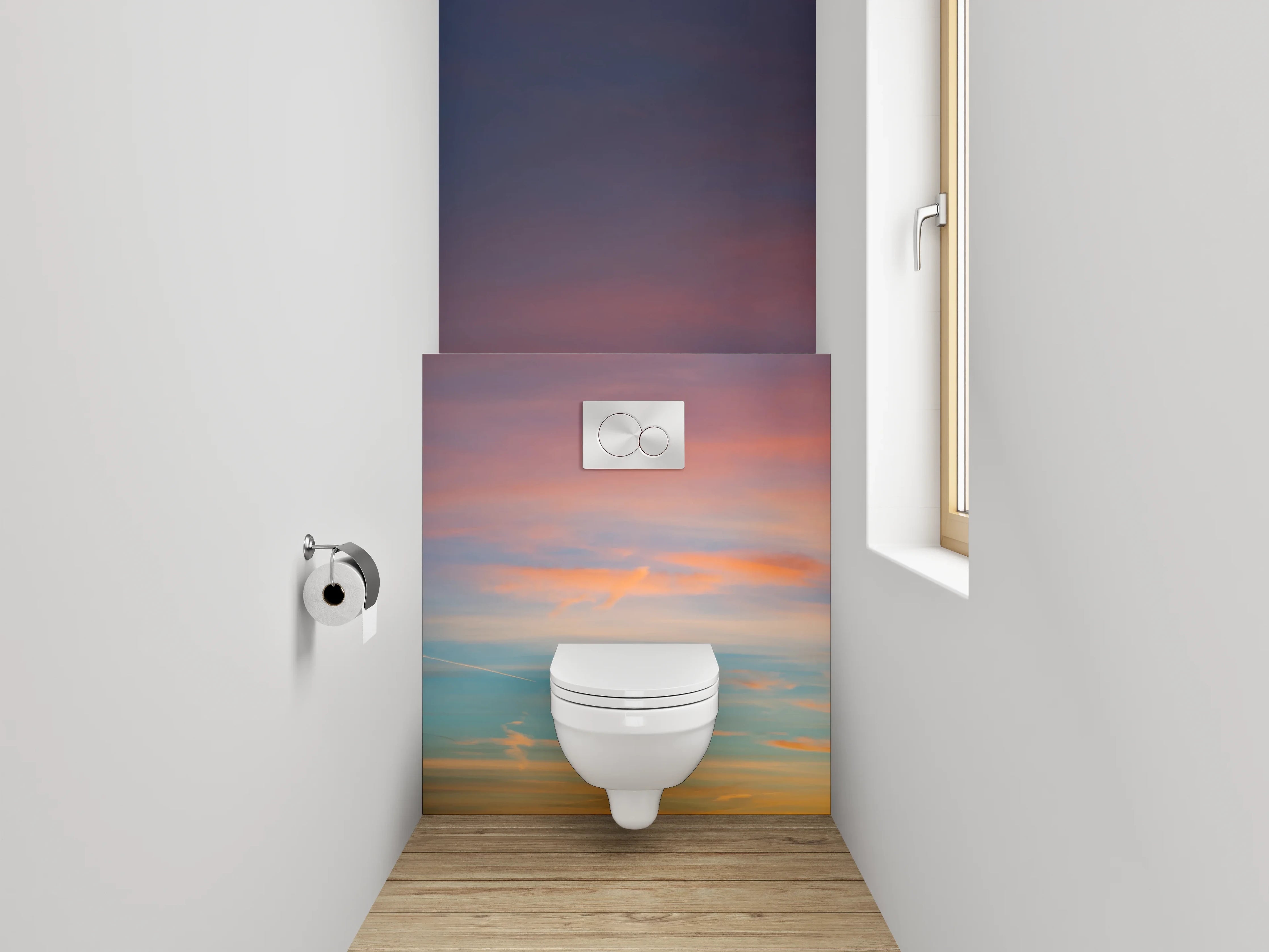 WC-Rückwand - Sonnenuntergang am Himmel Panorama