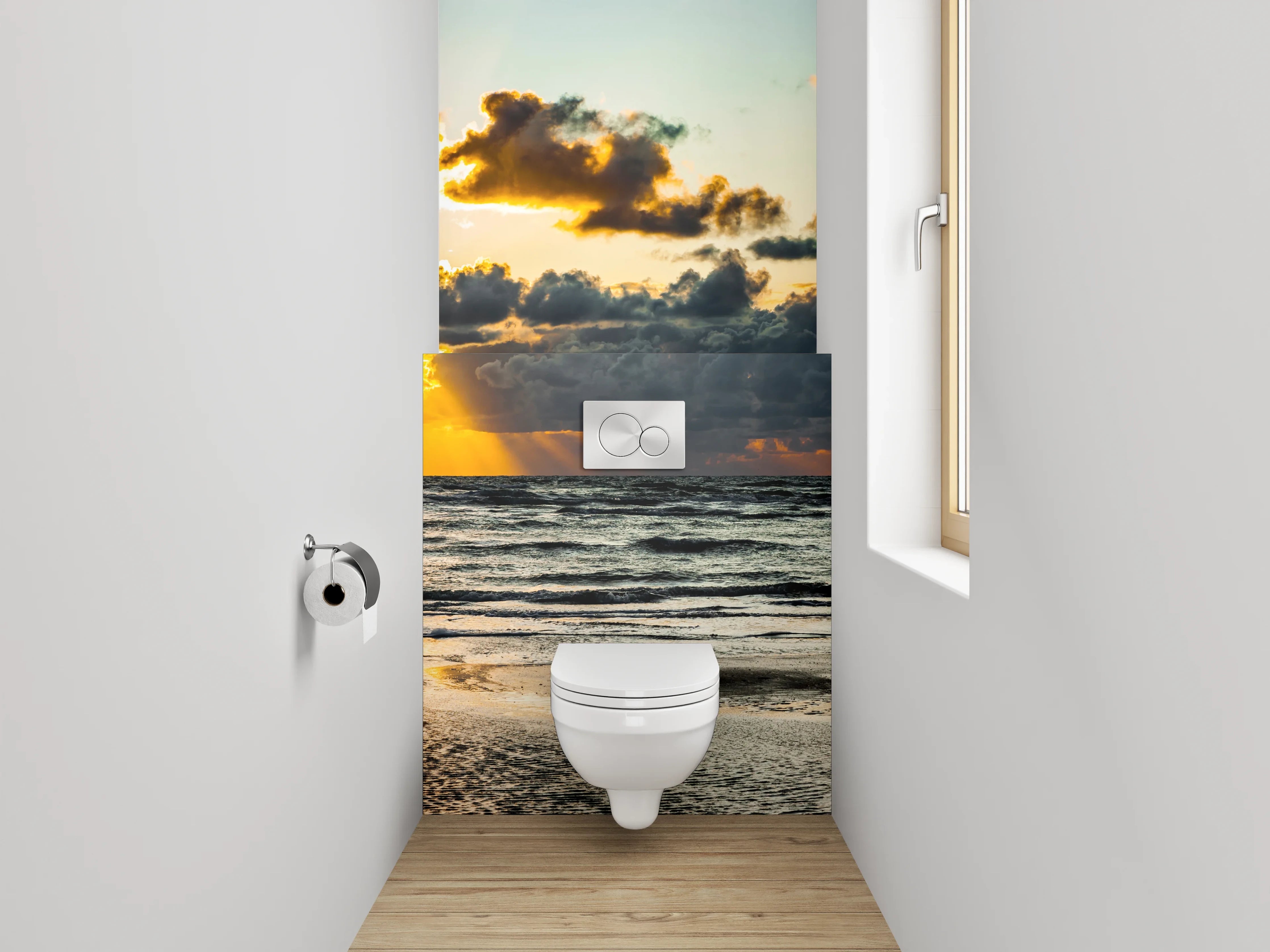 WC-Rückwand - Sonnenuntergang am Meer Panorama