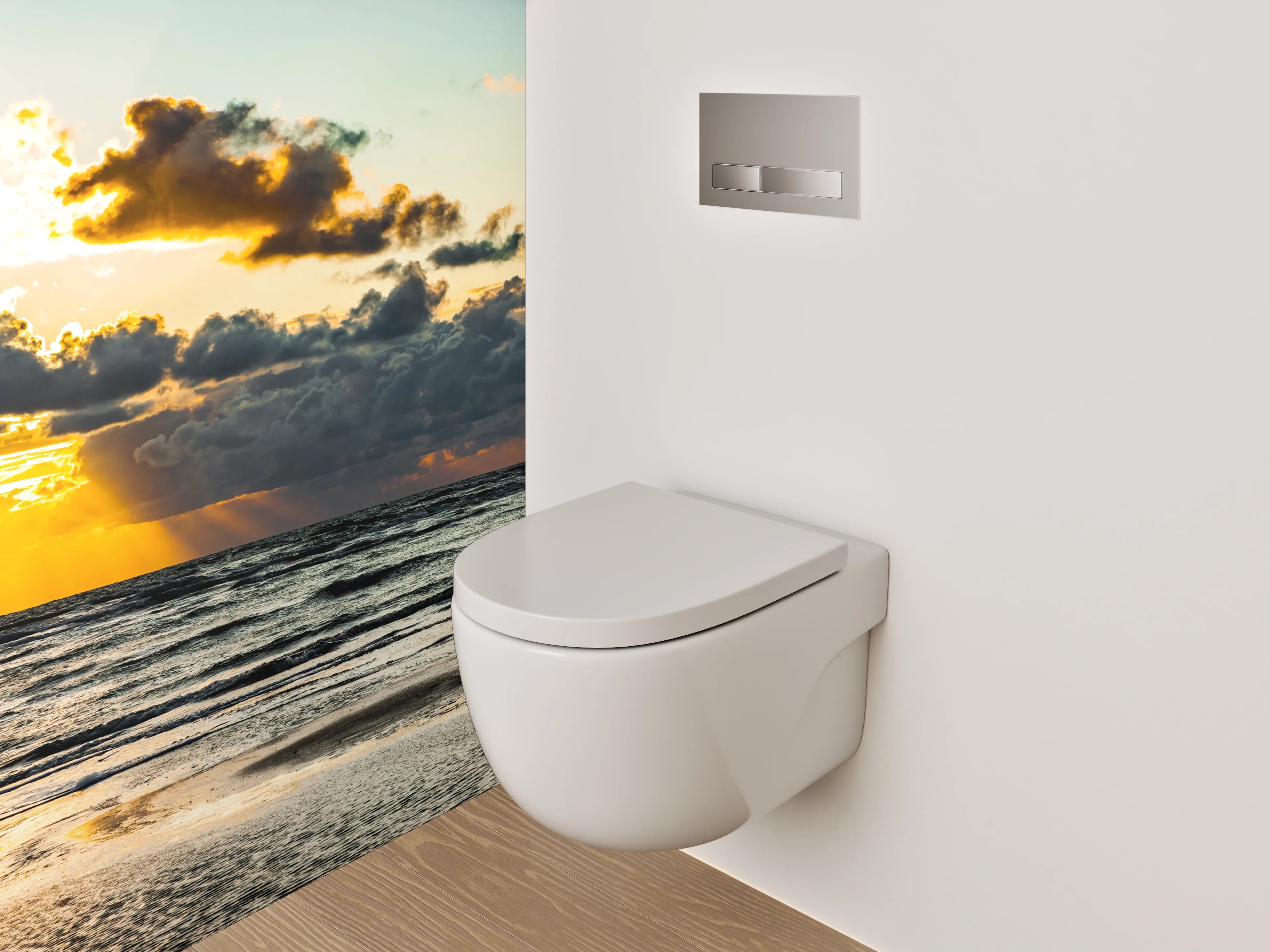 WC-Rückwand - Sonnenuntergang am Meer Panorama