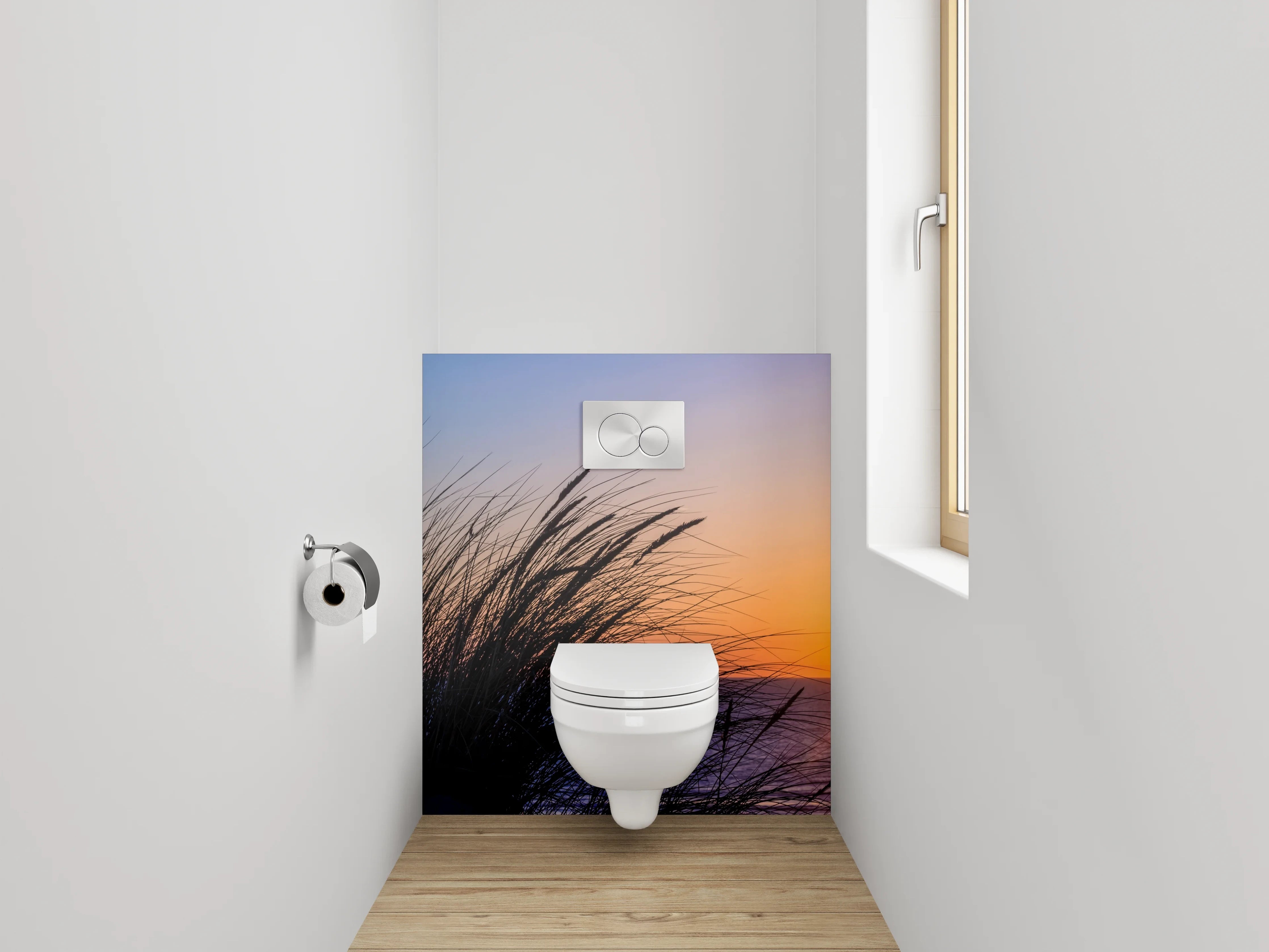 WC-Rückwand - Sonnenuntergang am Meer Strand Dünen