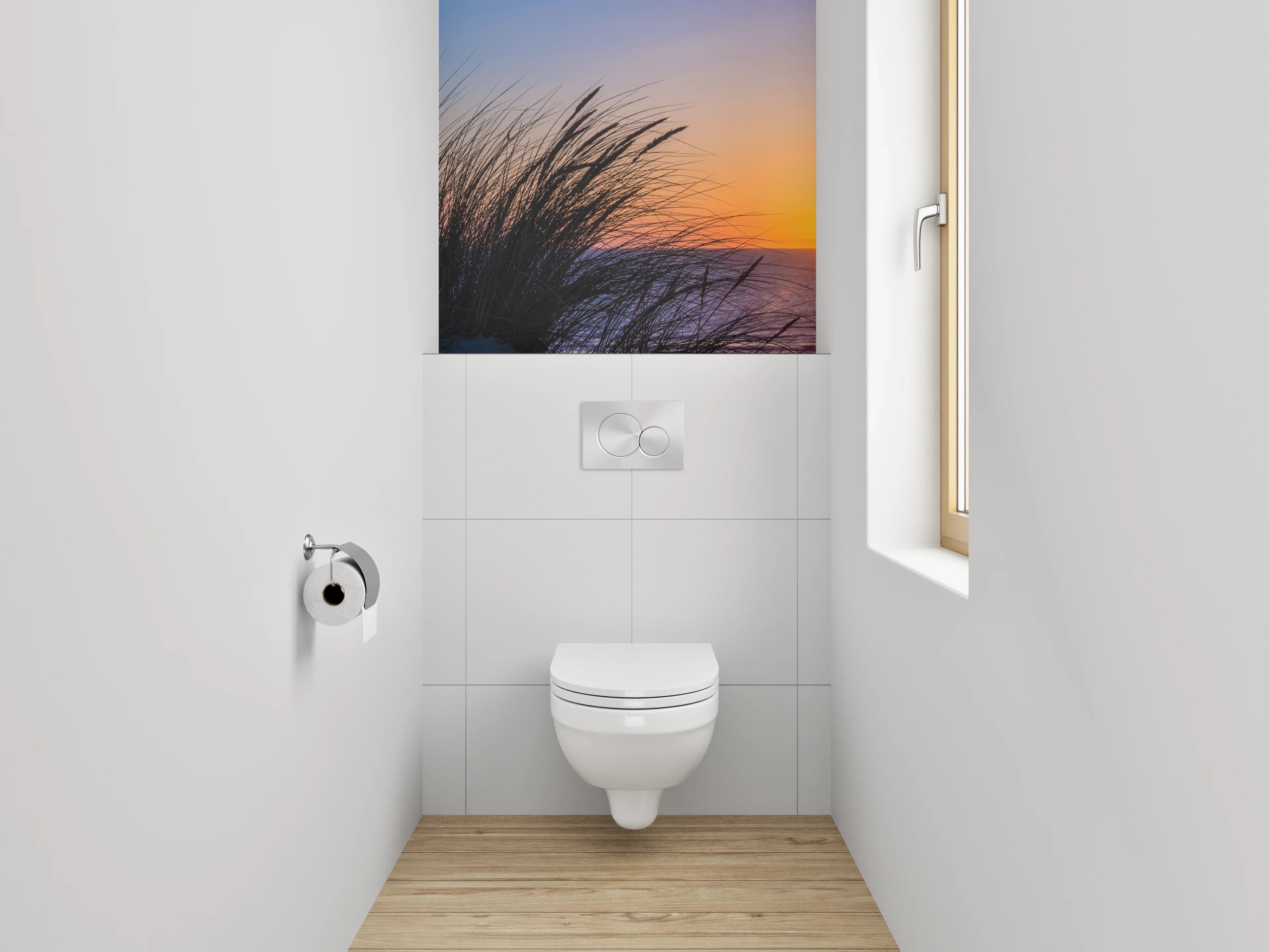 WC-Rückwand - Sonnenuntergang am Meer Strand Dünen