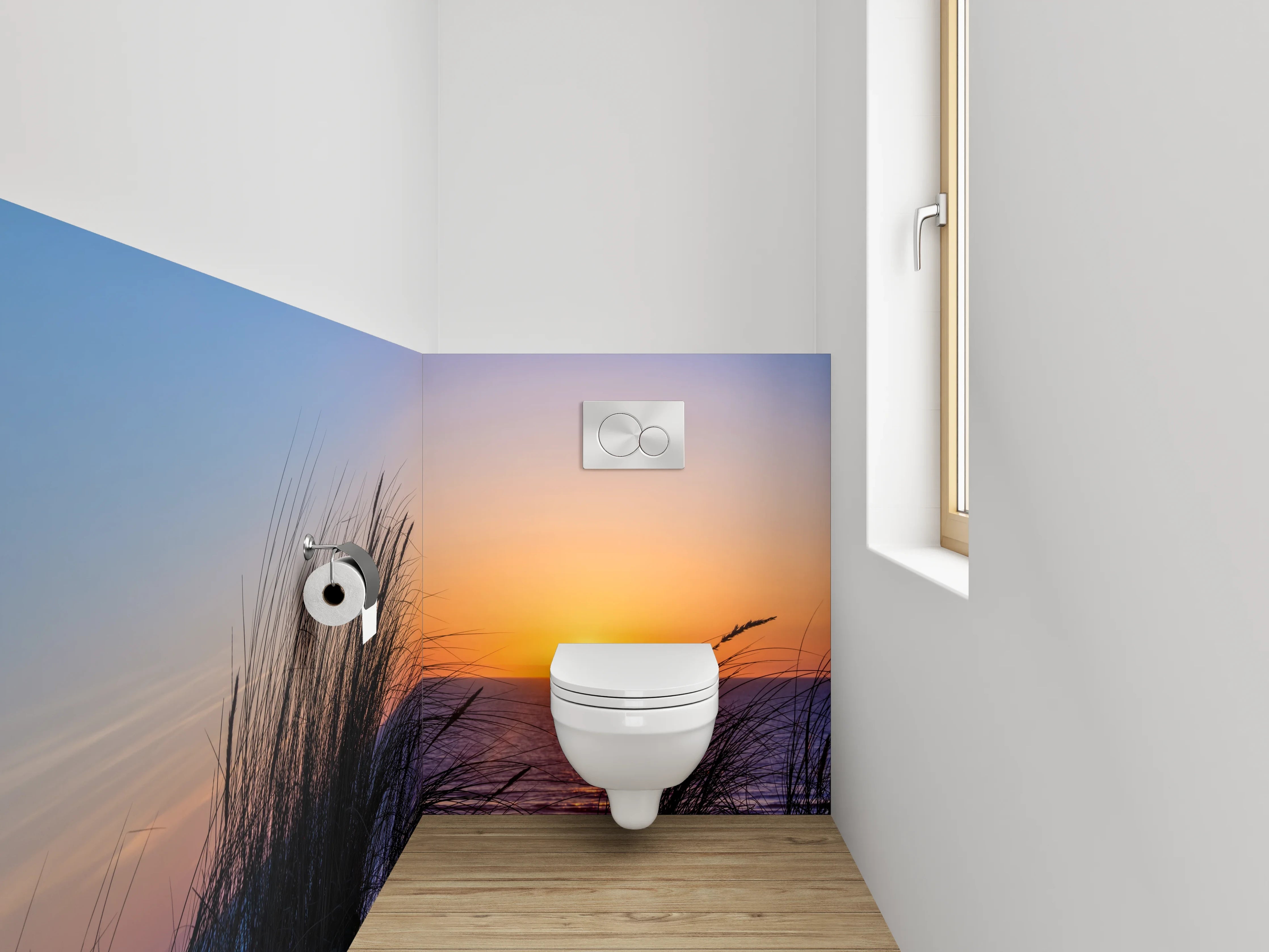 WC-Rückwand - Sonnenuntergang am Meer Strand Dünen