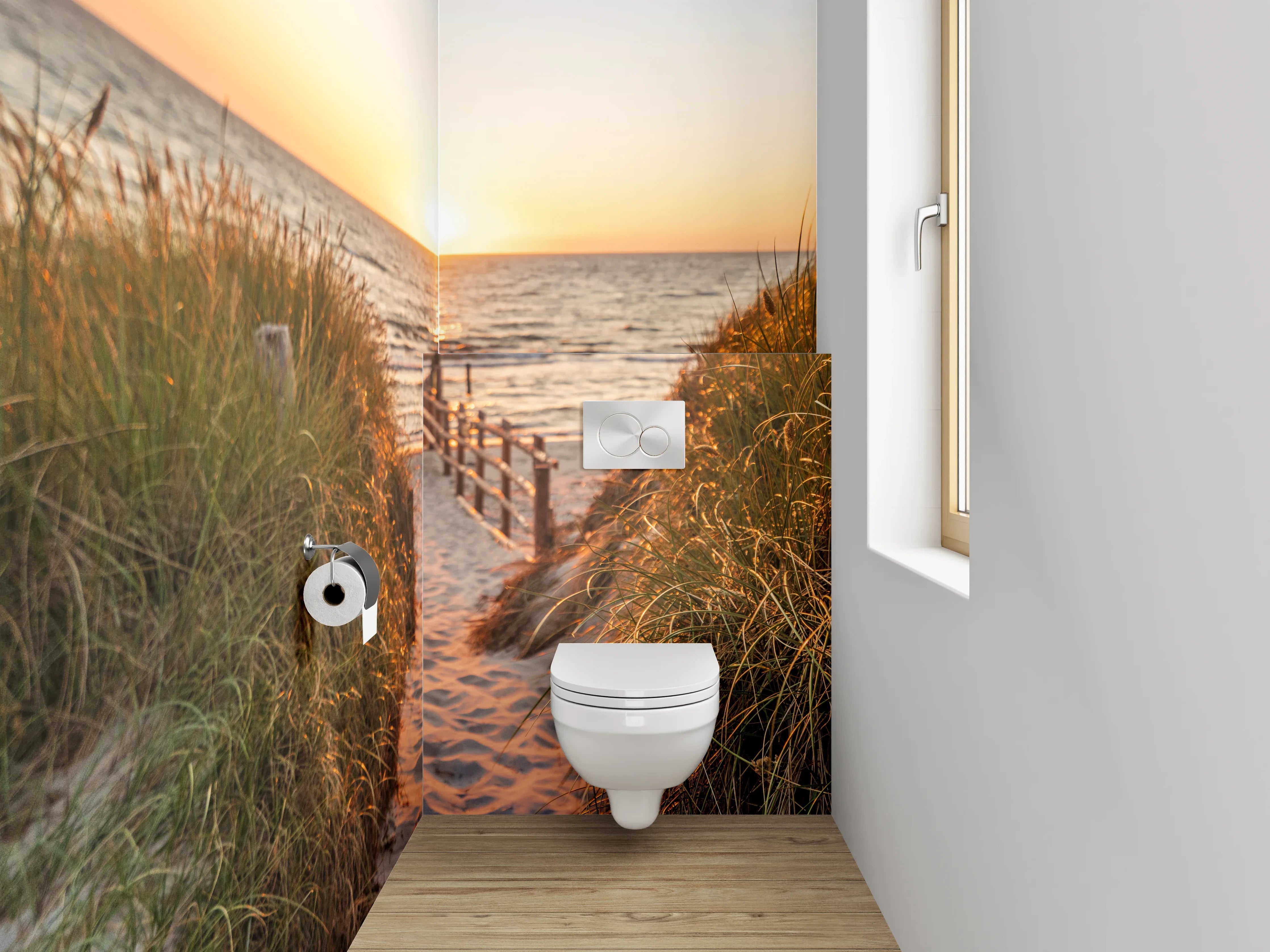 WC-Rückwand - Sonnenuntergang am Strand Fotomotiv
