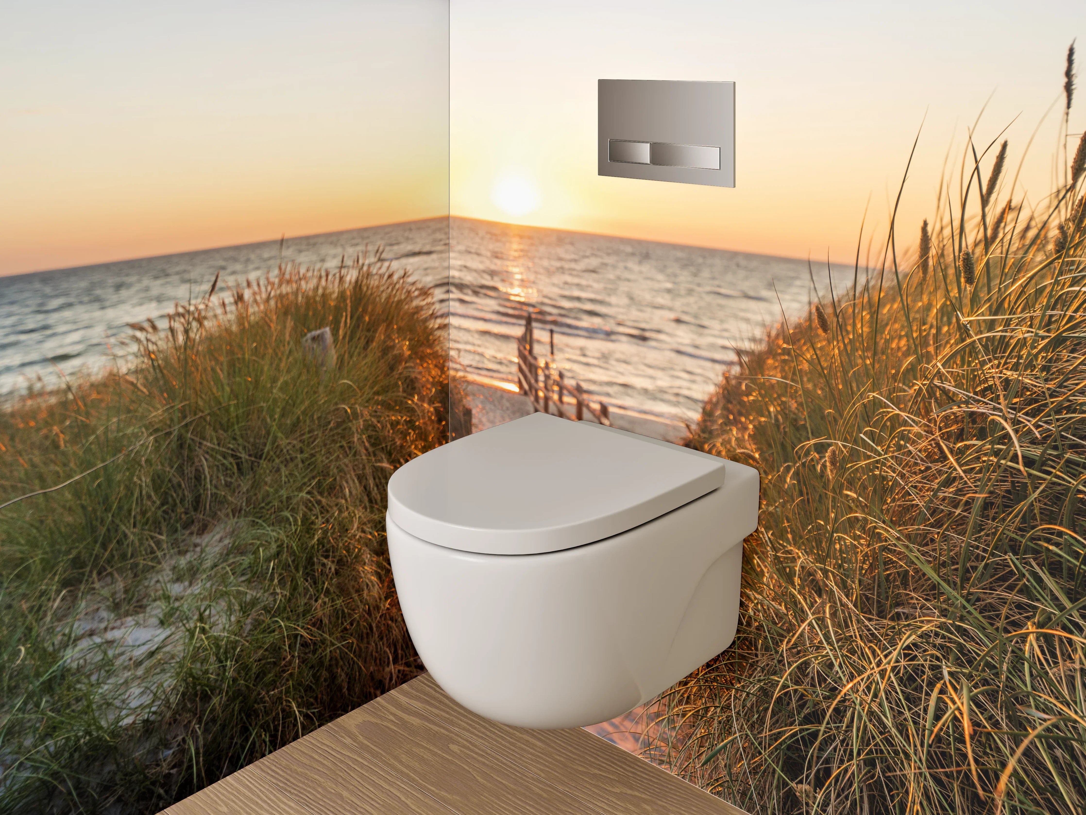 WC-Rückwand - Sonnenuntergang am Strand Fotomotiv