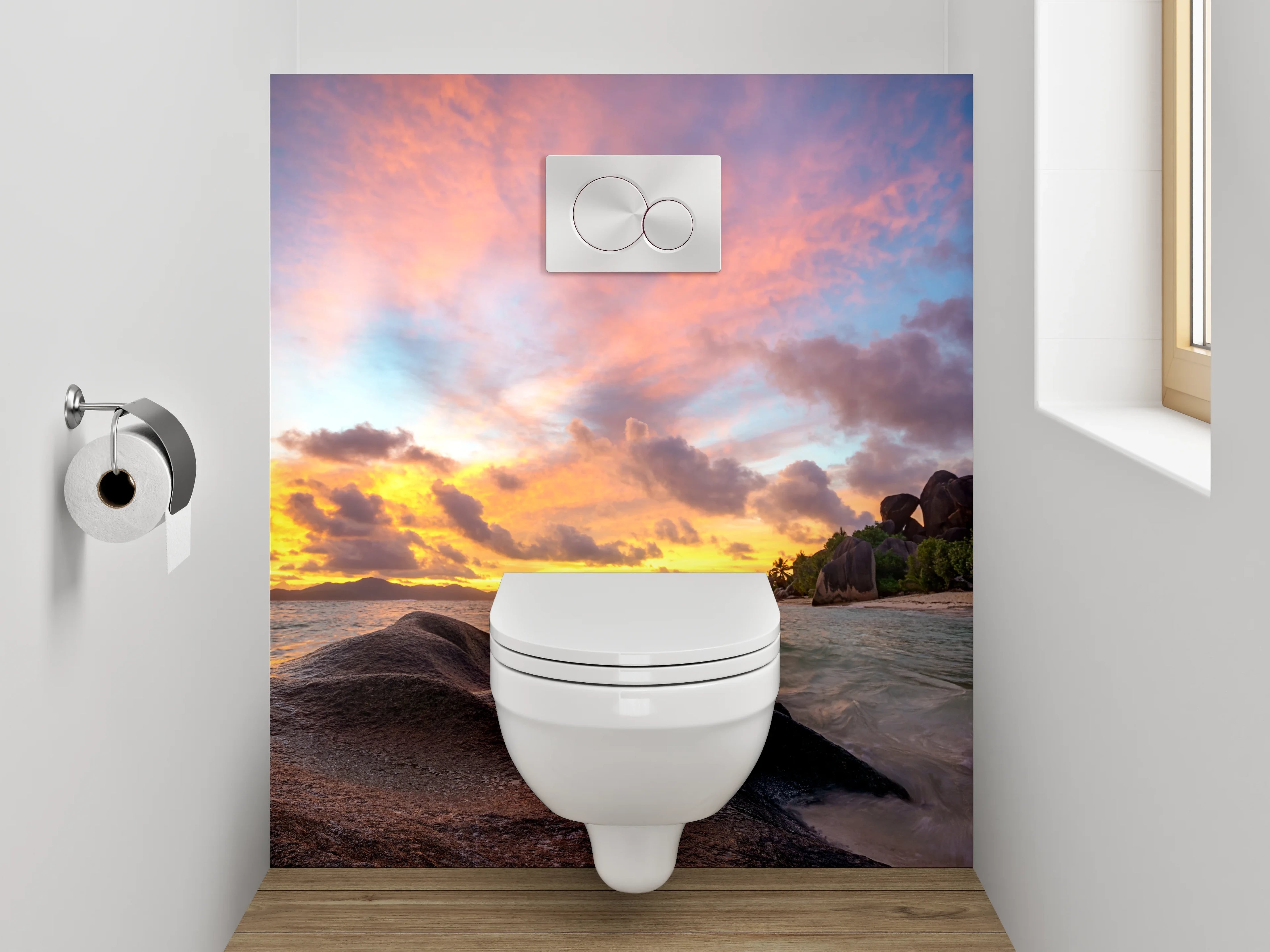 WC-Rückwand - Sonnenuntergang am Traumstrand