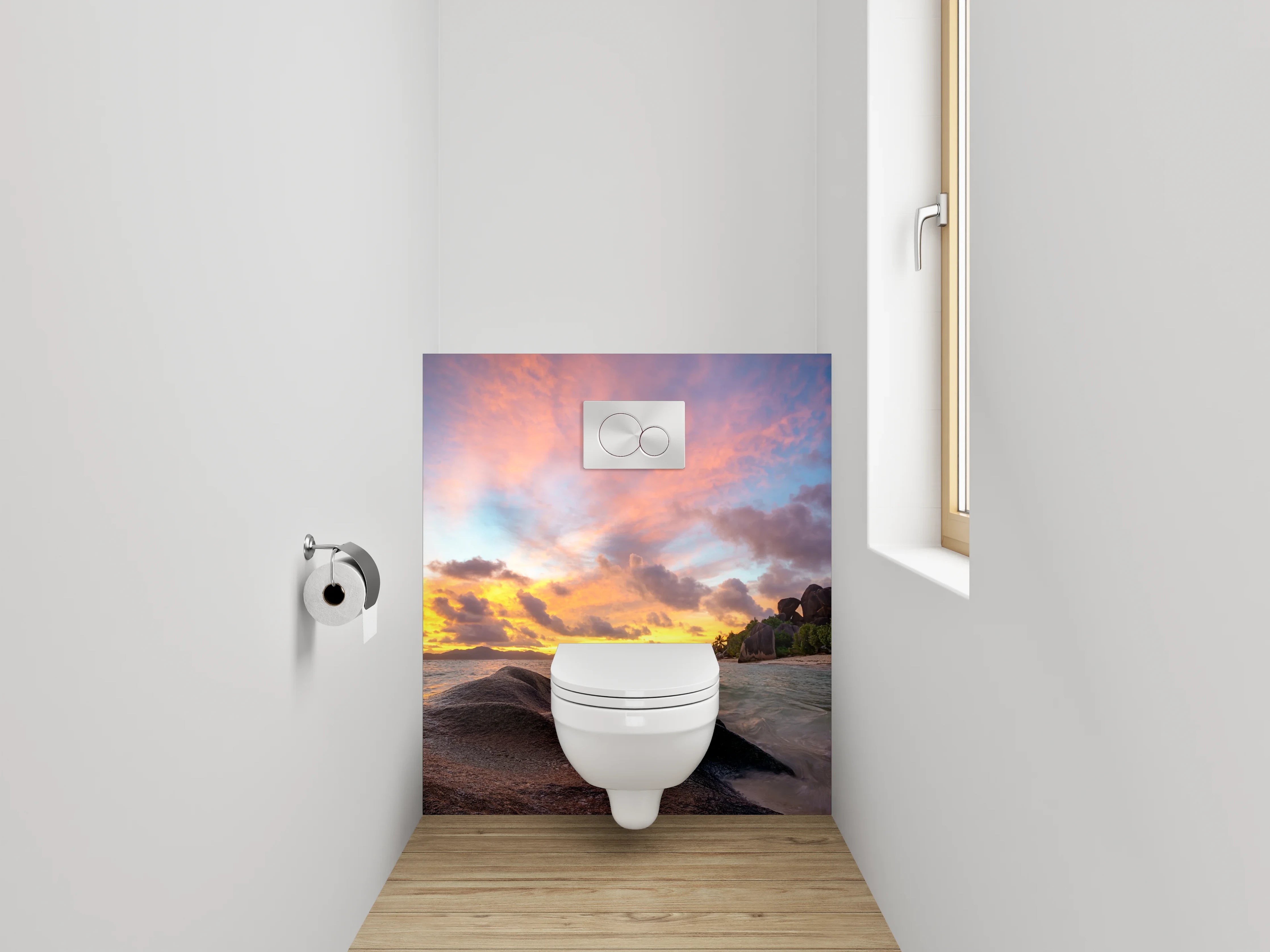WC-Rückwand - Sonnenuntergang am Traumstrand
