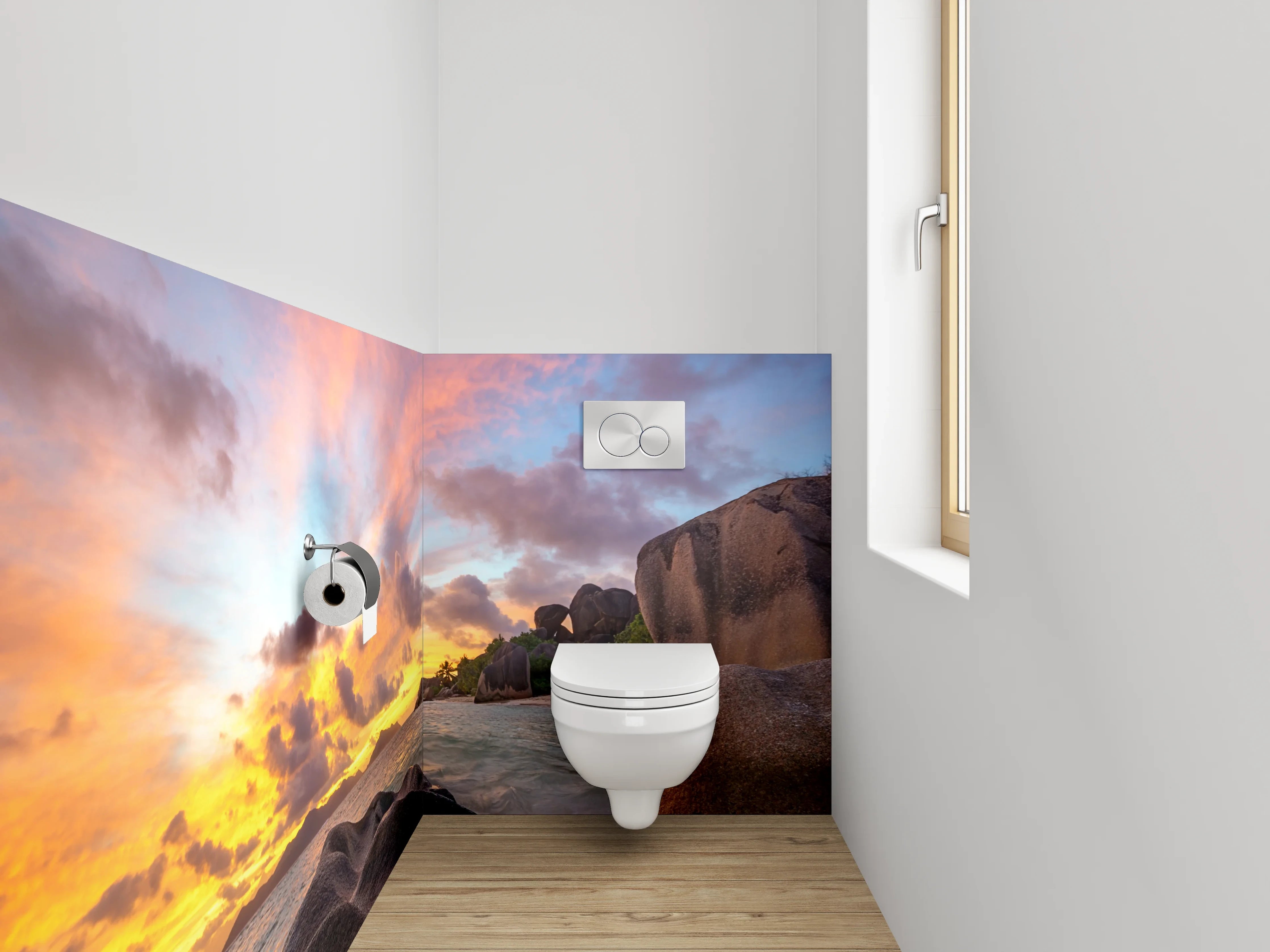 WC-Rückwand - Sonnenuntergang am Traumstrand