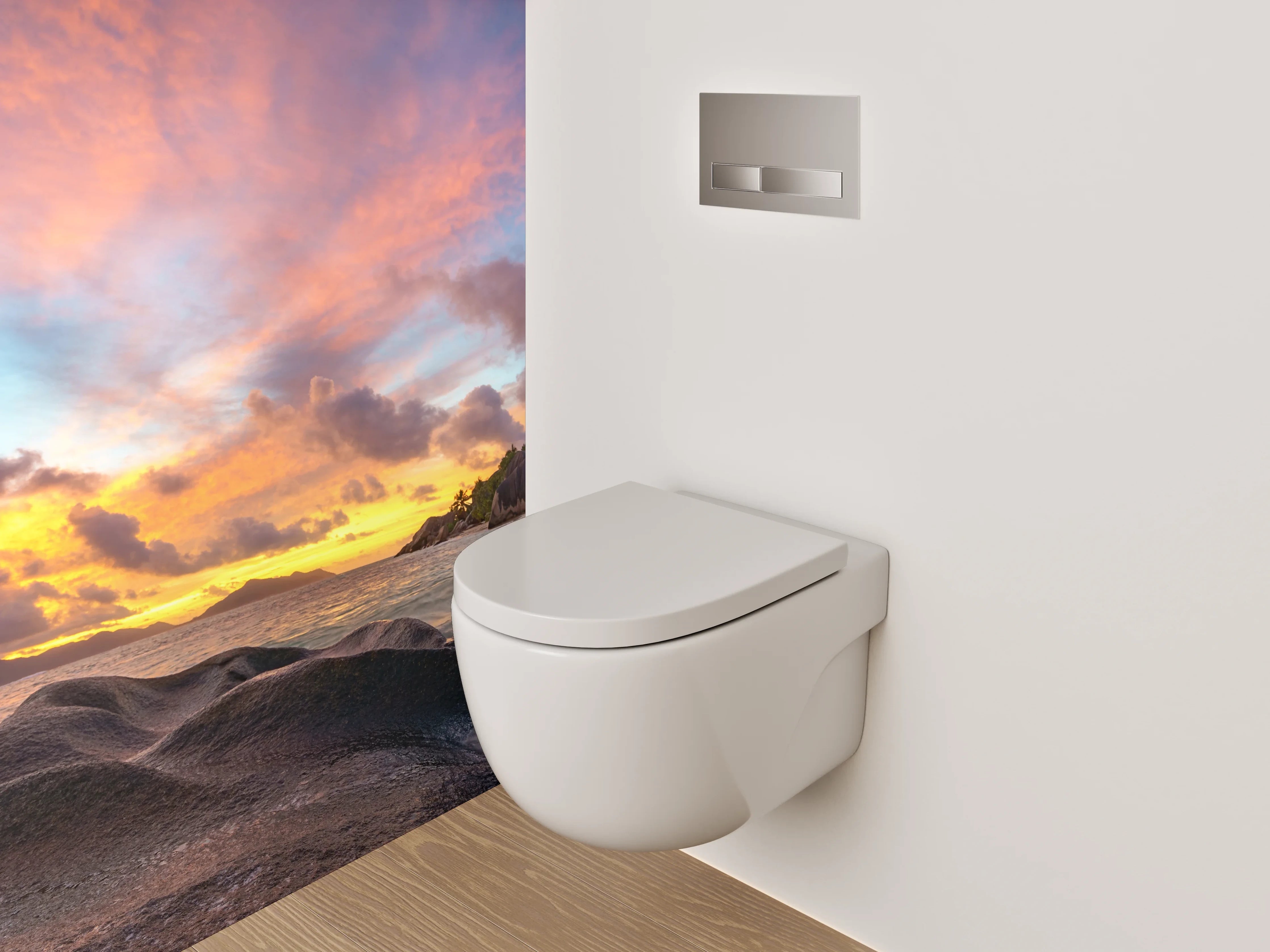 WC-Rückwand - Sonnenuntergang am Traumstrand