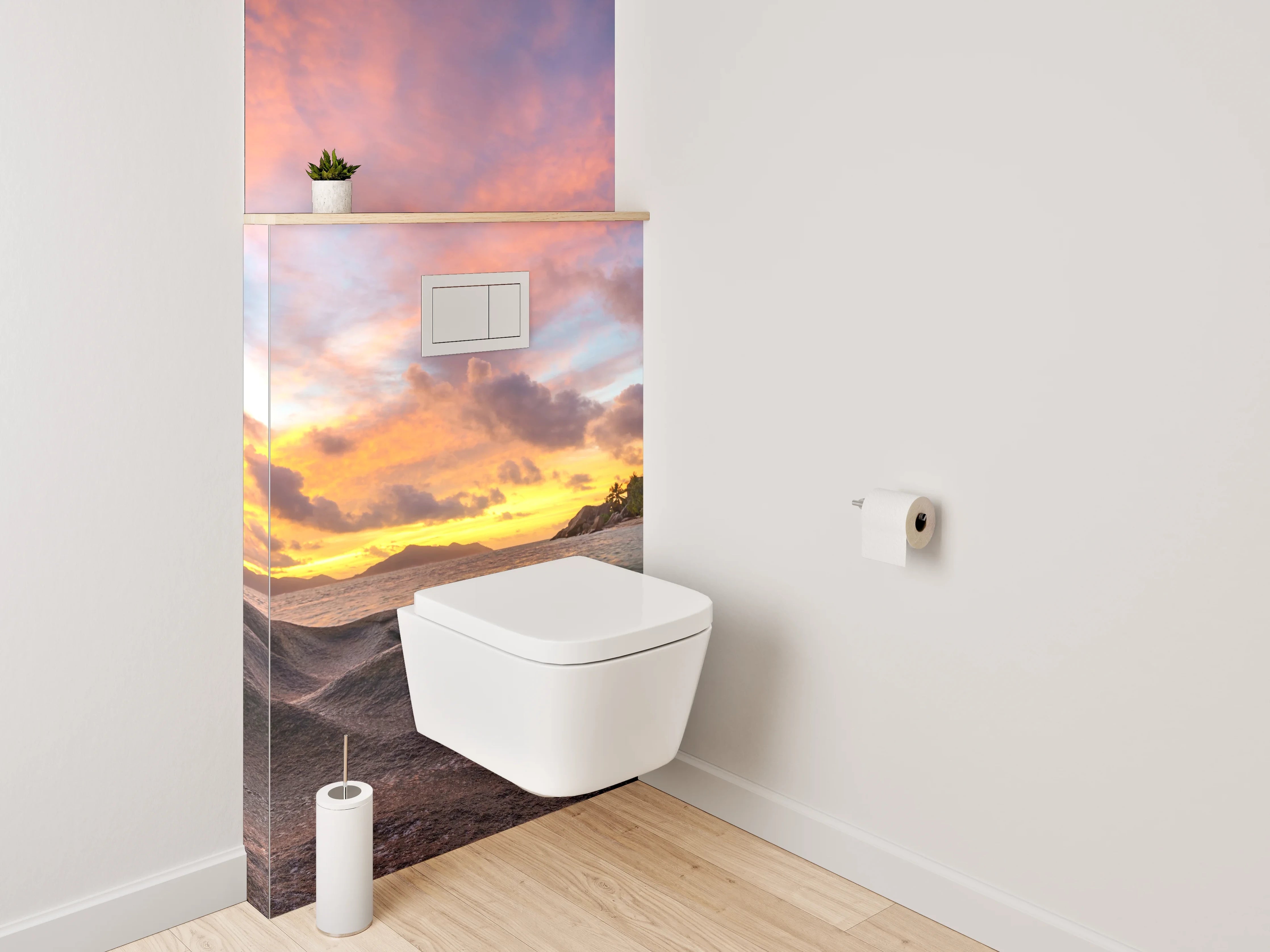 WC-Rückwand - Sonnenuntergang am Traumstrand