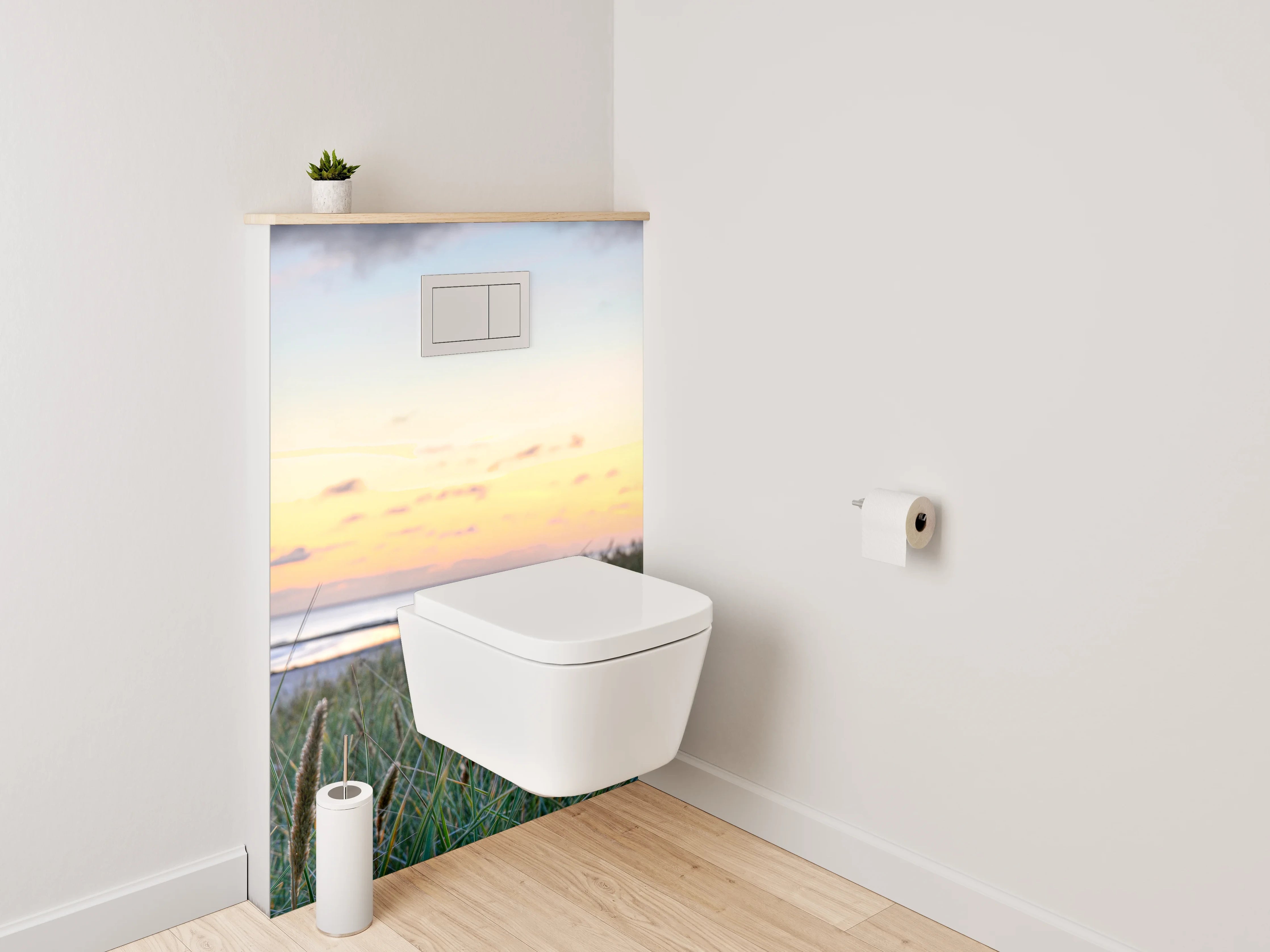 WC-Rückwand - Sonnenuntergang am ruhigen Dünenstrand