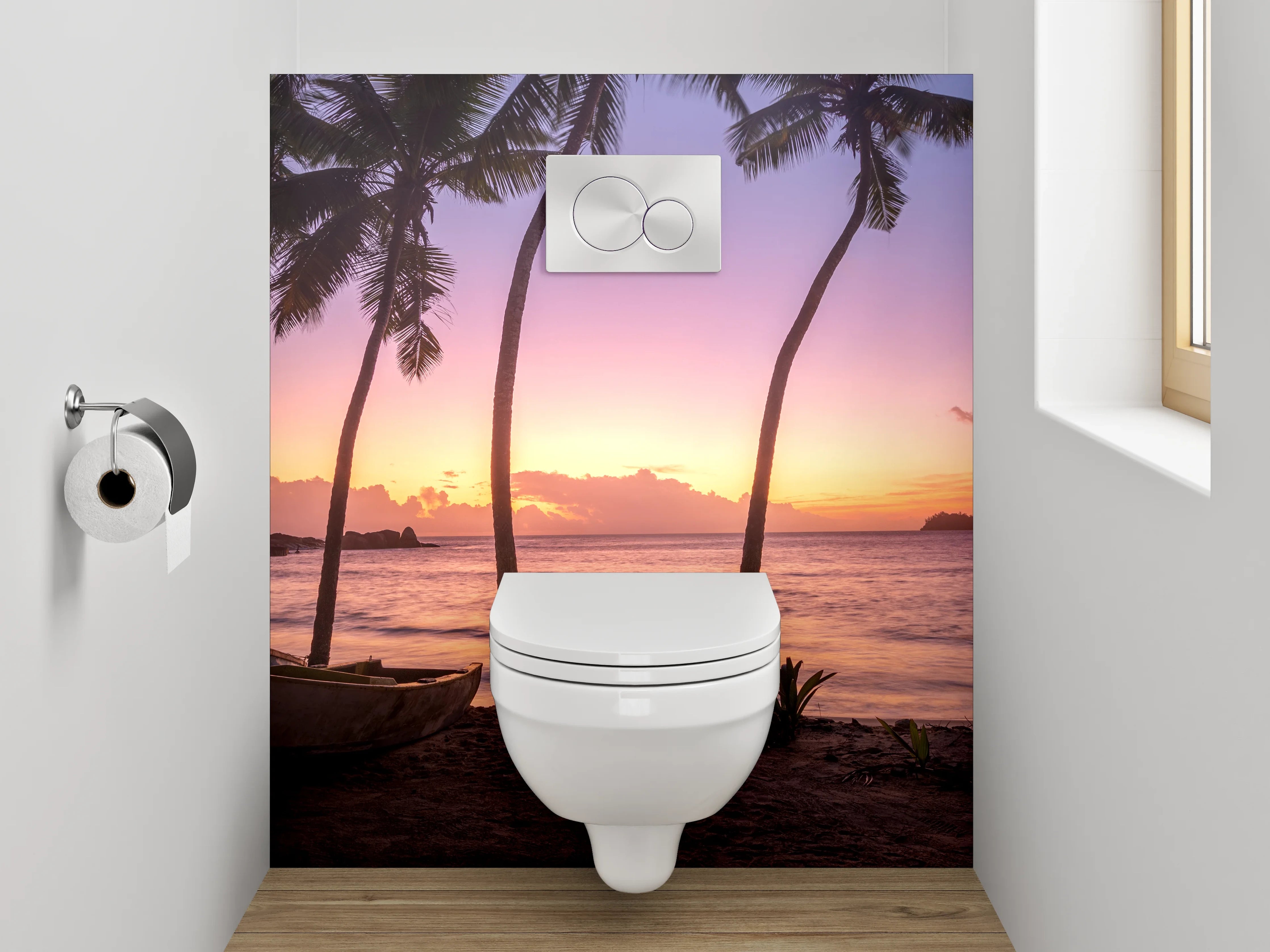 WC-Rückwand - Sonnenuntergang am tropischen Traumstrand
