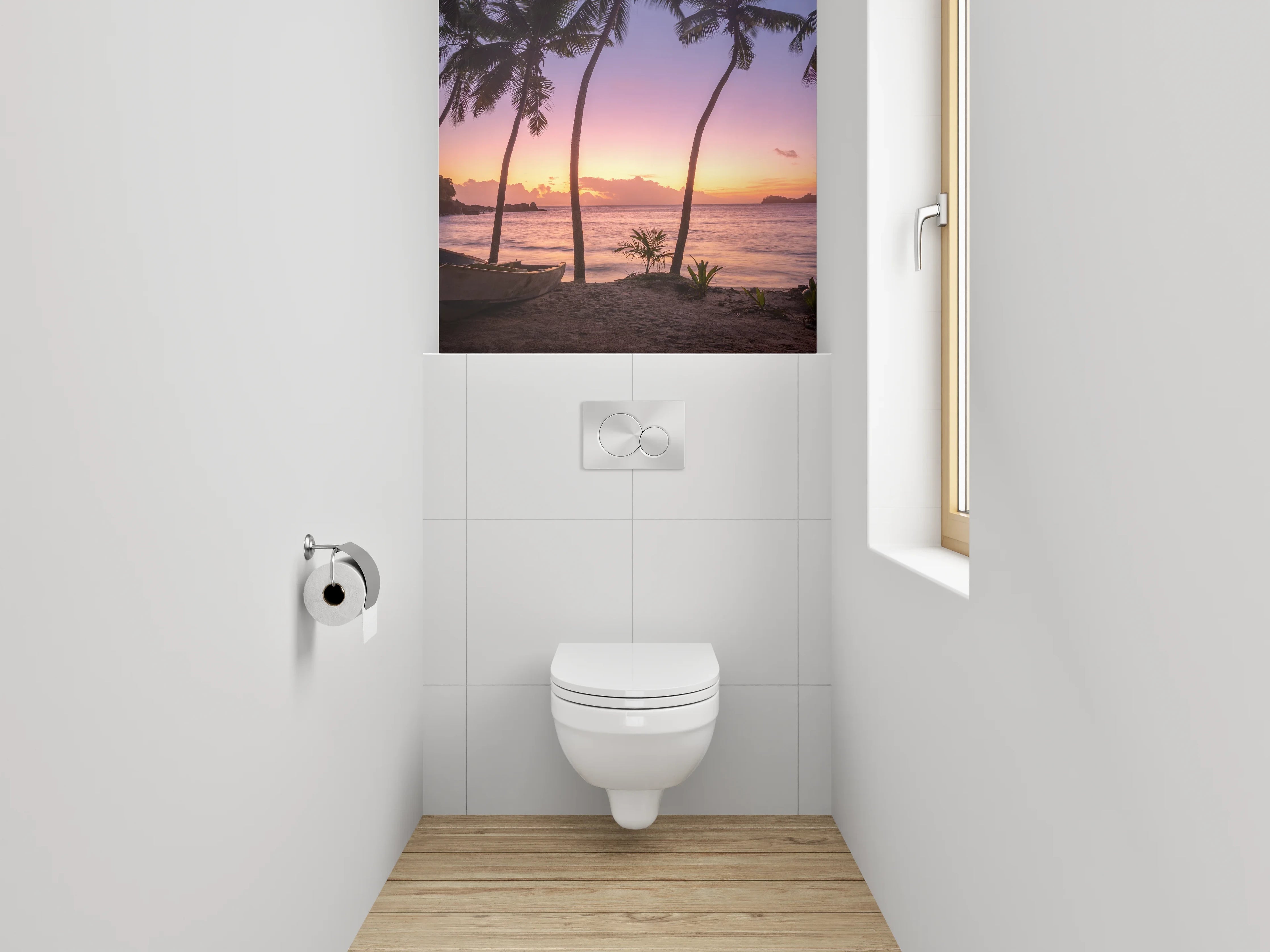 WC-Rückwand - Sonnenuntergang am tropischen Traumstrand