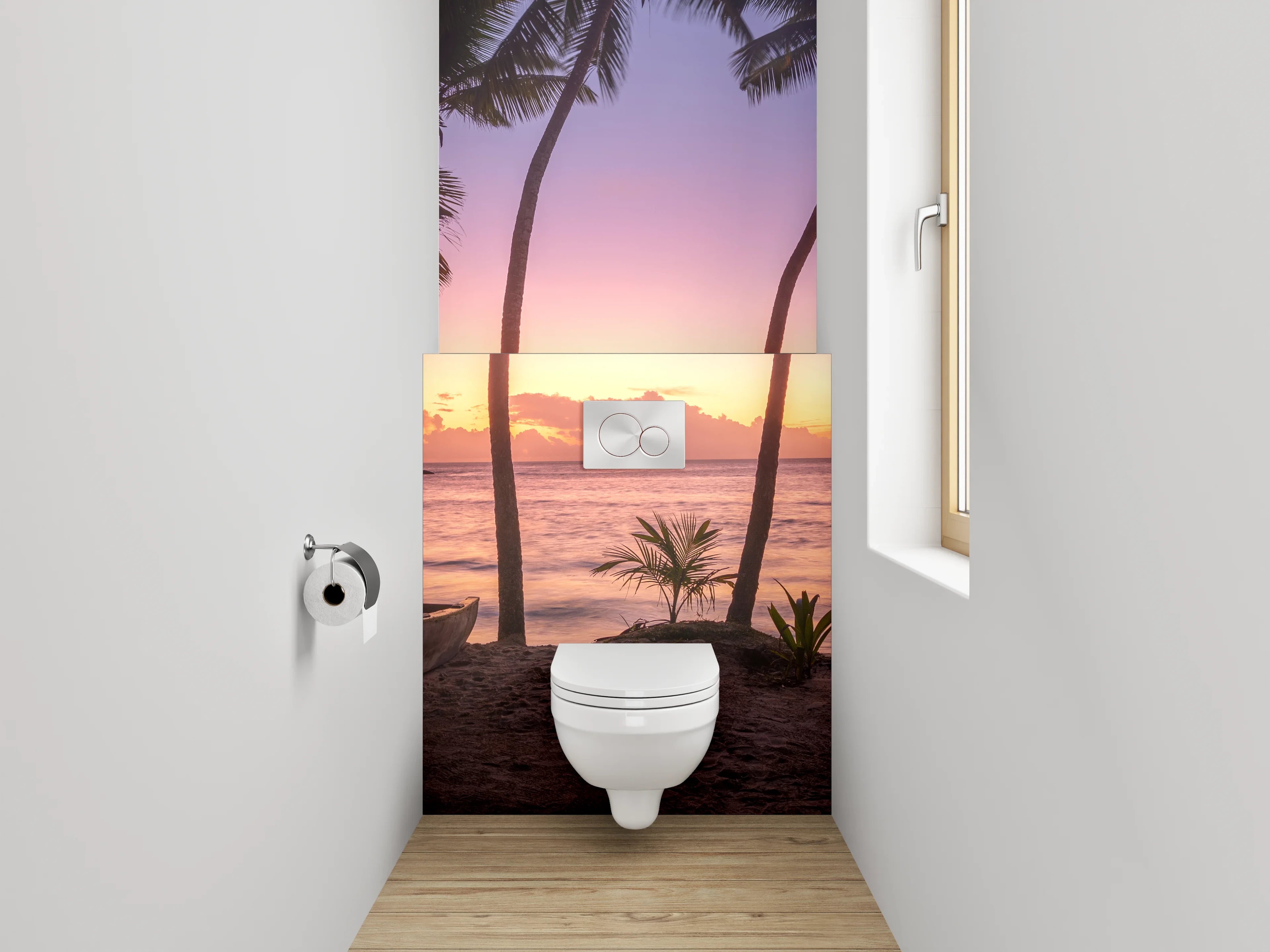 WC-Rückwand - Sonnenuntergang am tropischen Traumstrand