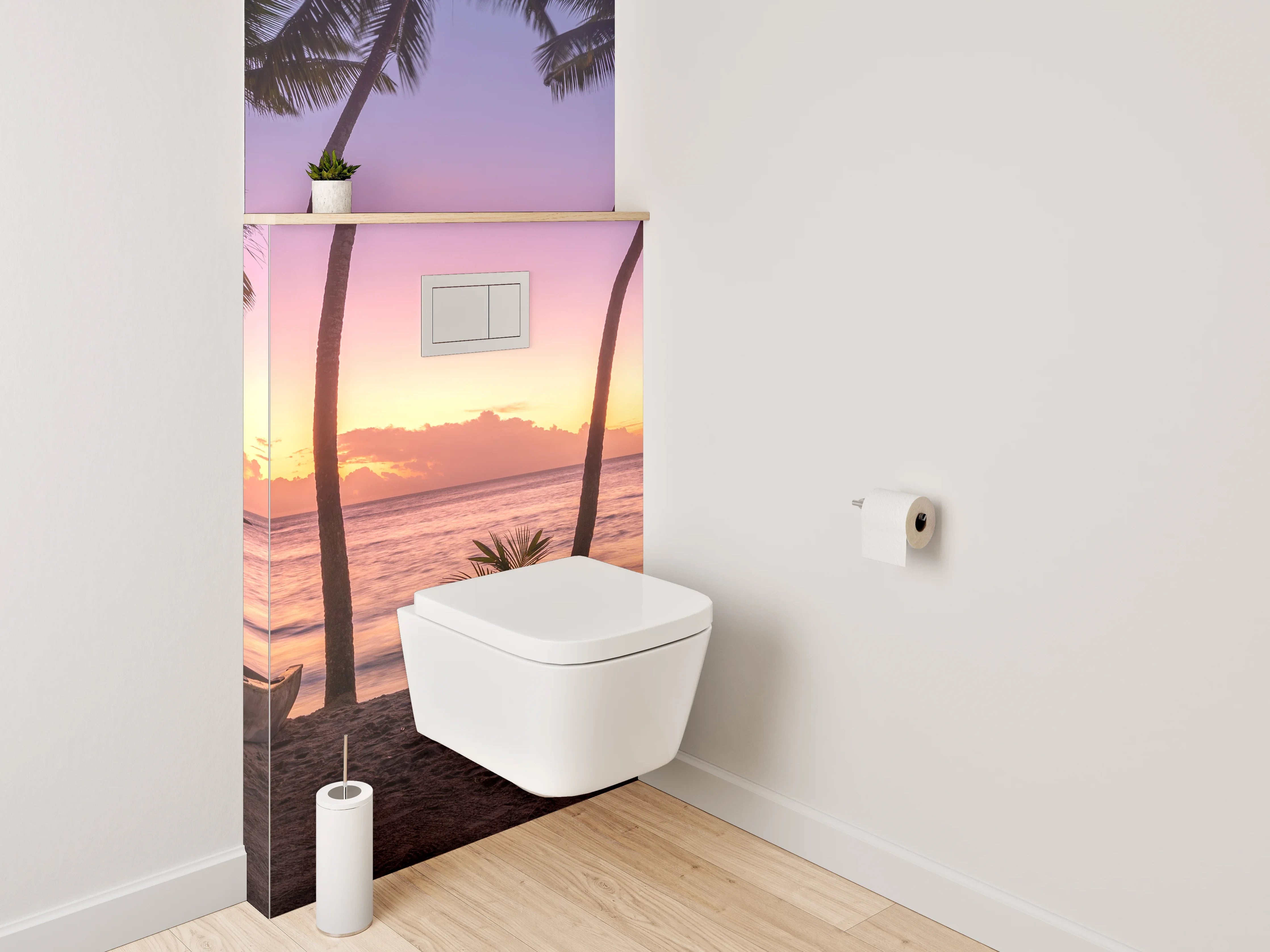 WC-Rückwand - Sonnenuntergang am tropischen Traumstrand