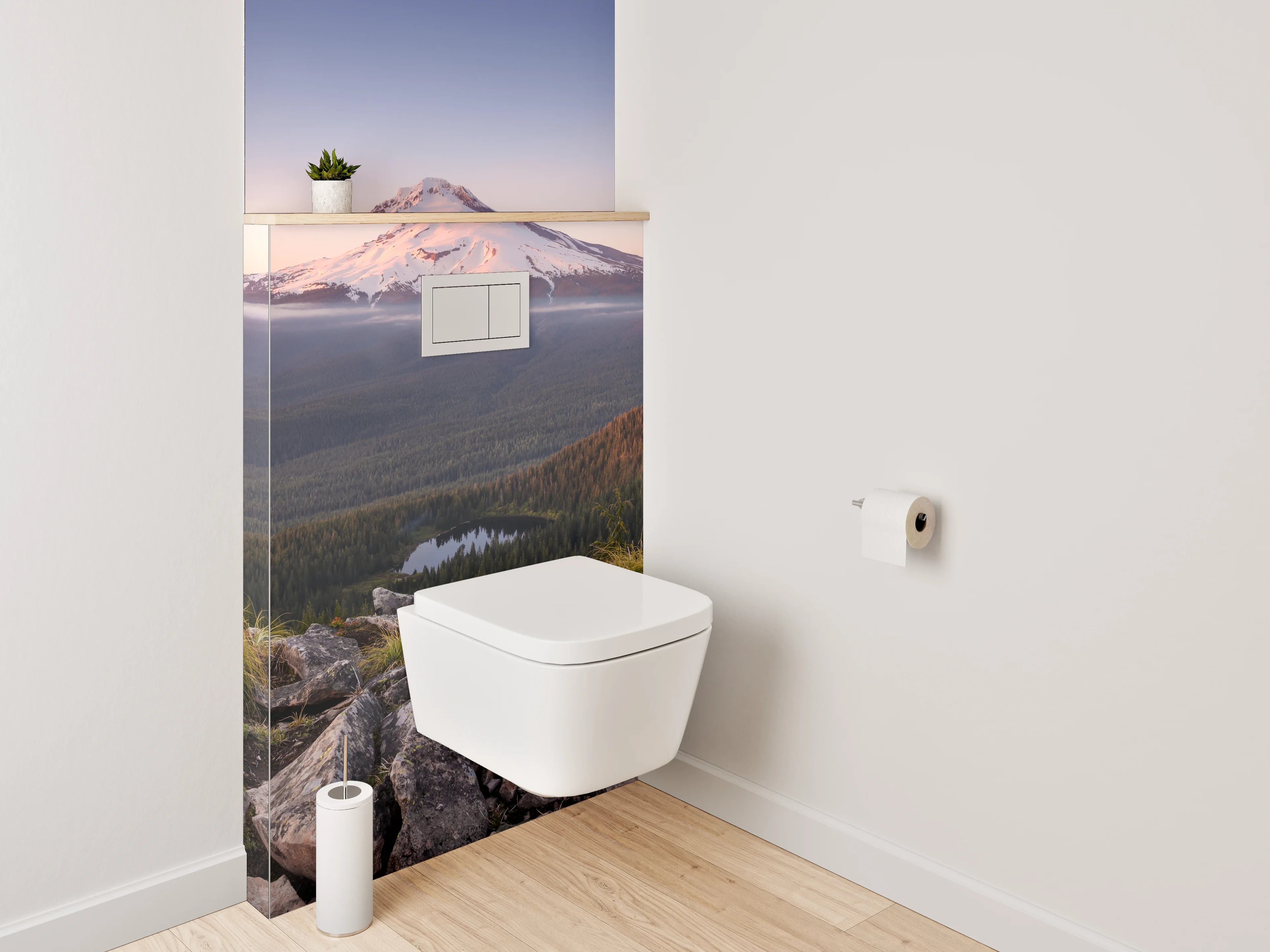 WC-Rückwand - Sonnenuntergang am verschneiten Vulkan